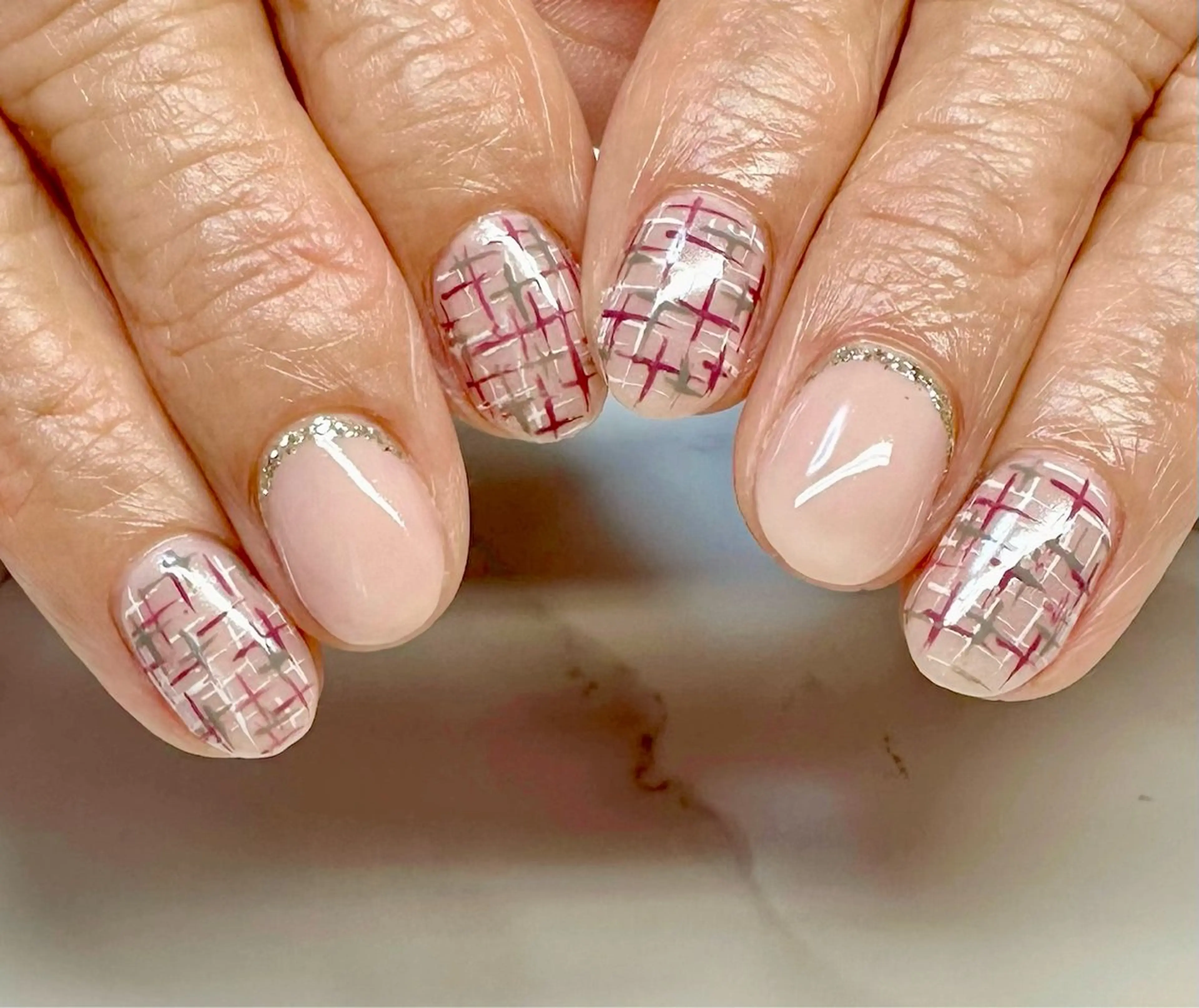 ネイル アートネイル チークネイル キラキラネイル ラメ(グリッター) マグネットネイル M.N_ nailのネイルデザイン