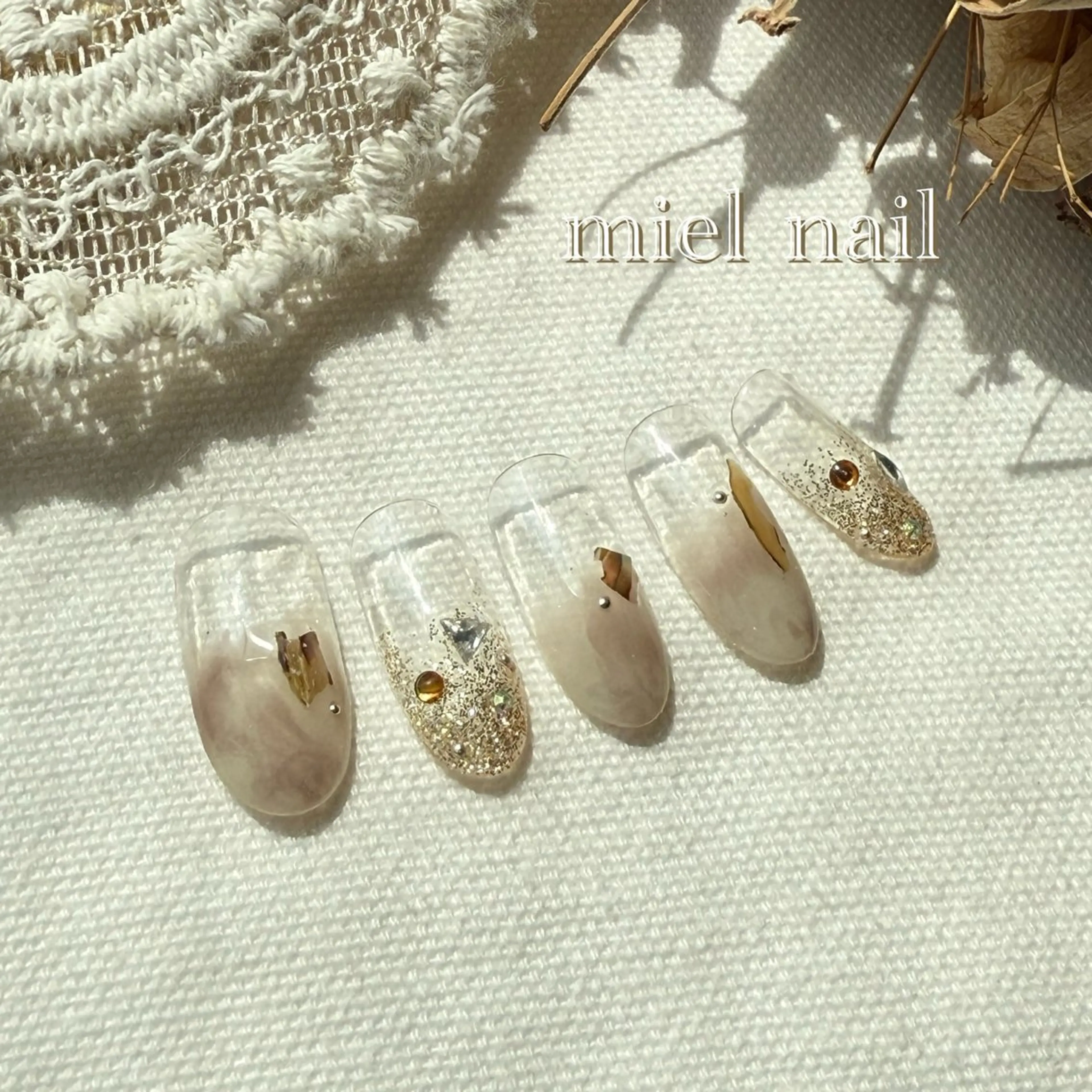 ネイル クリアネイル 夏ネイル ハンドネイル miel nailのネイルデザイン