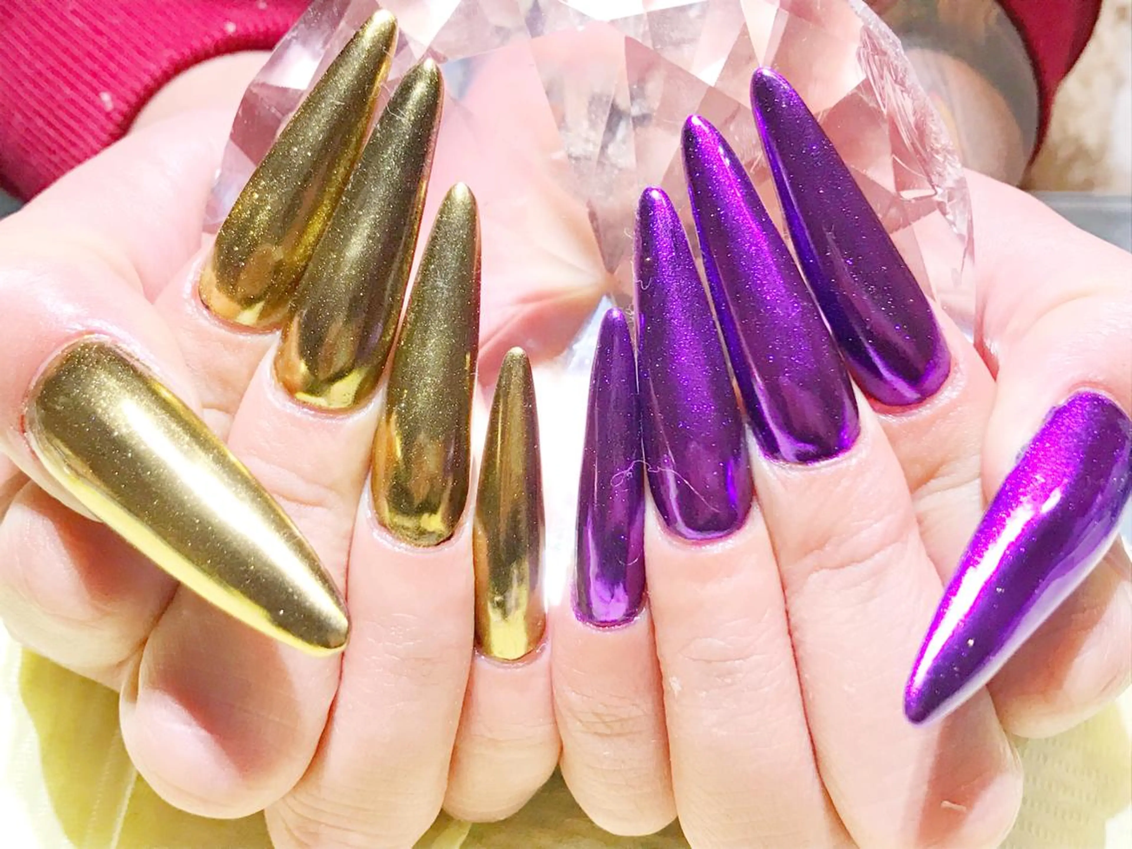 ネイル ロングネイル ミラーネイル YUN 💅のネイルデザイン