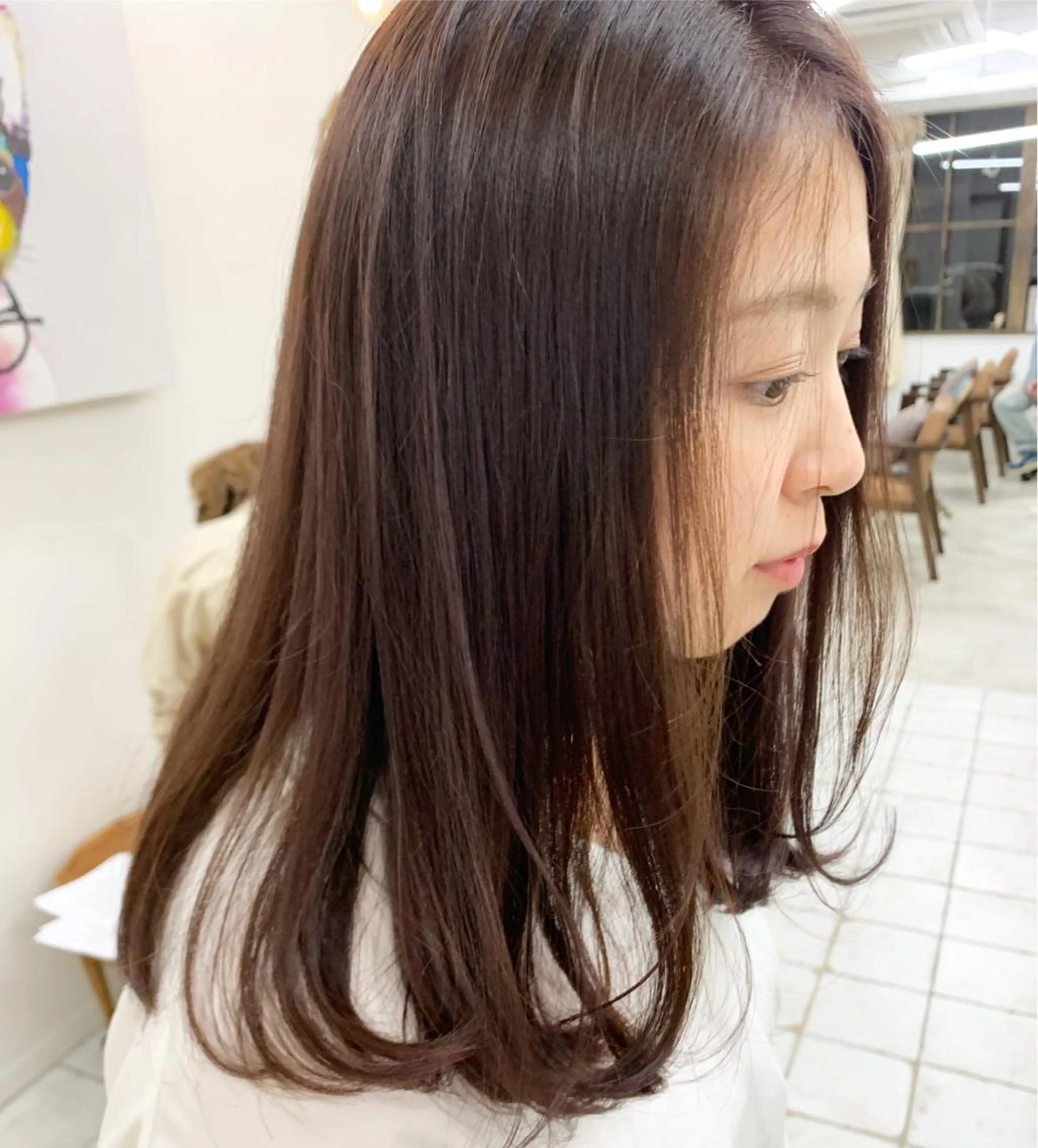 セミロング カラー ヘアアレンジ ブラウンカラー ハイライトカラー ピンクカラー ピンクブラウン ハイライト タカミ荒子店所属・眉毛ワックス konomiの眉毛・アイブロウイメージ