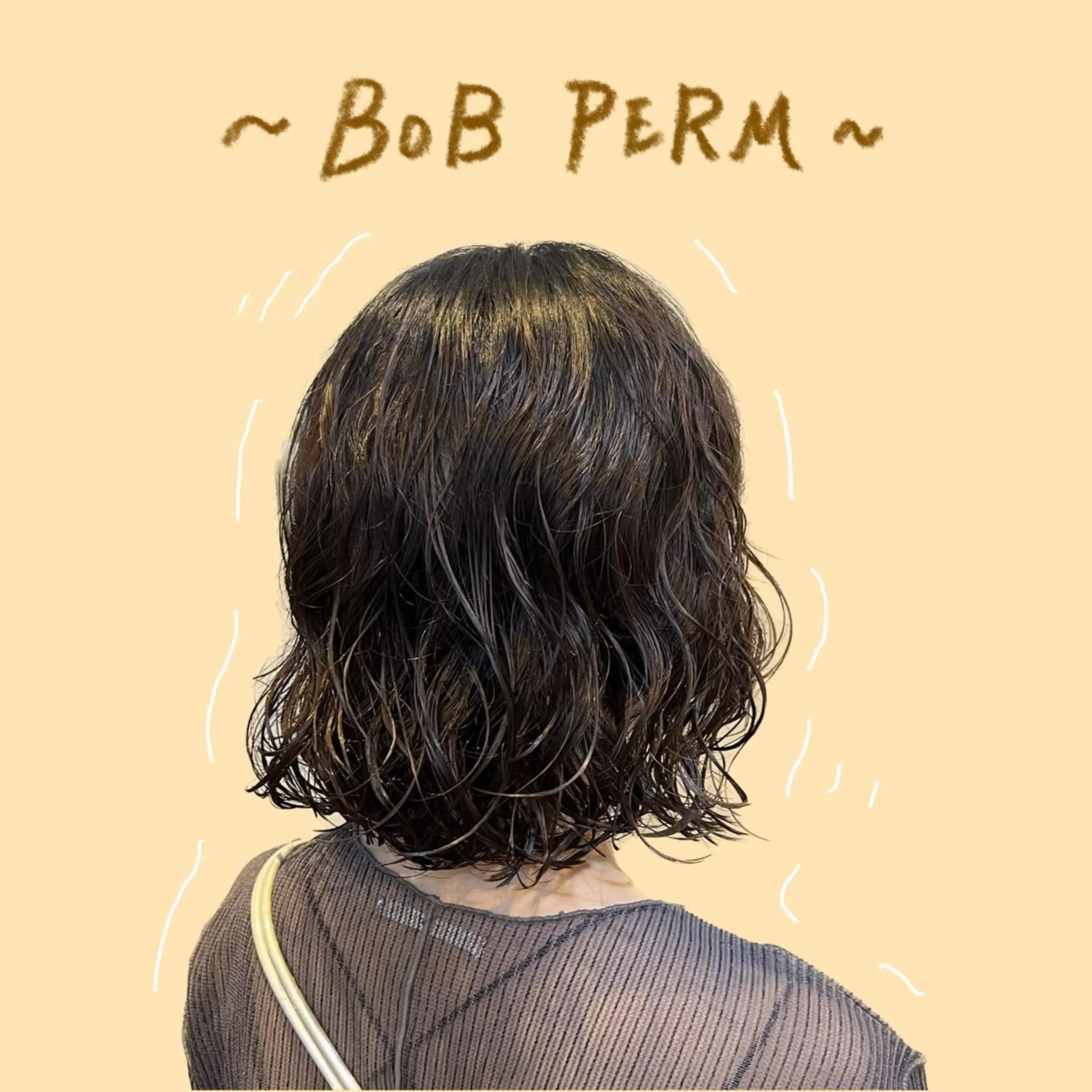 ミディアム カラー パーマ くせ毛 カット パーマ benji仙台所属・KOKI/ ボブ/ パーマ/透明感カラーのヘアスタイル