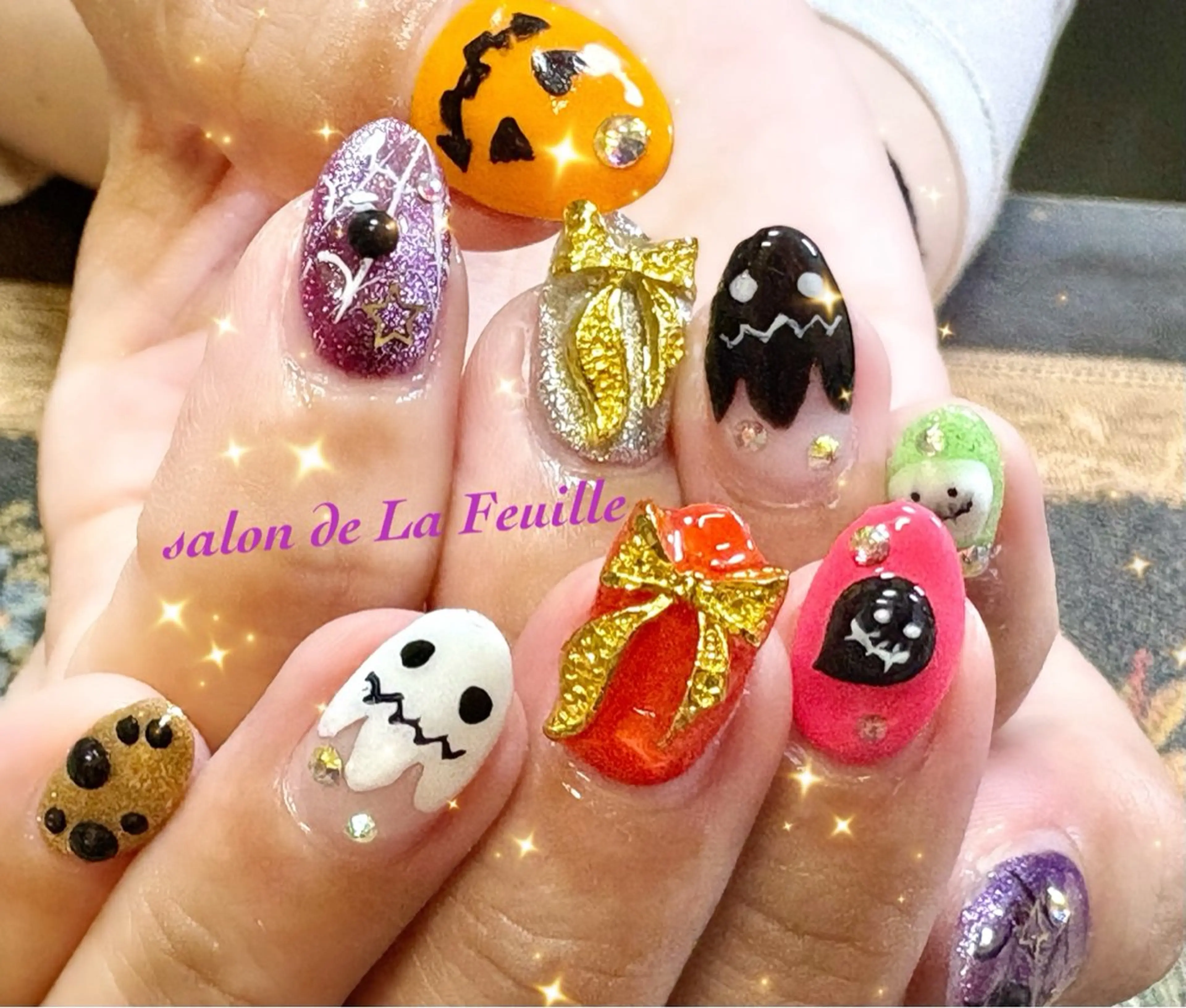 ショート ハロウィン サロンドラフィーユ LAFEUILLEのネイルデザイン