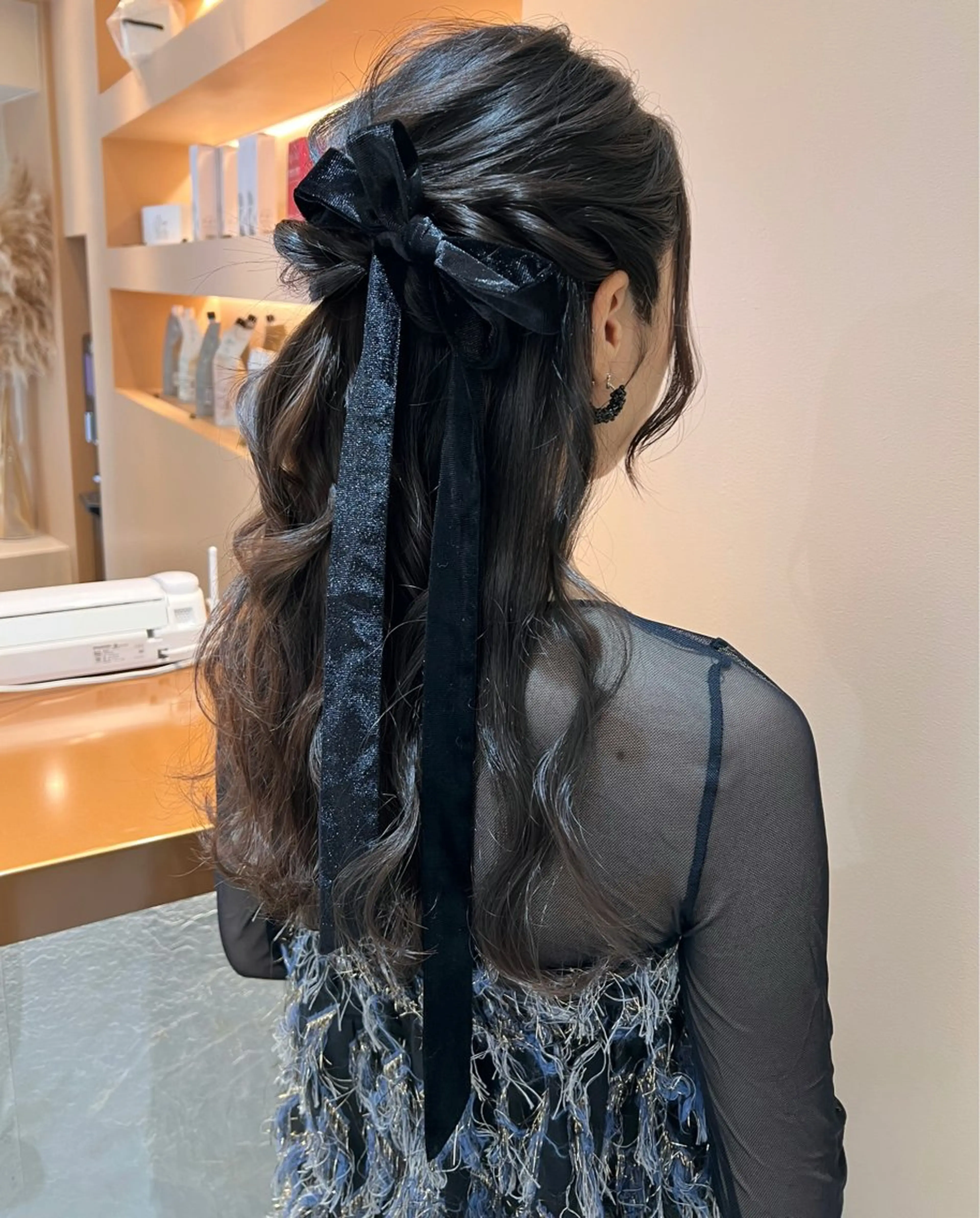 ロング カラー ヘアアレンジ ハーフアップ ヘアセット ✨カチモリ✨レイヤー 韓国ヘア🇰🇷ゆいのヘアスタイル