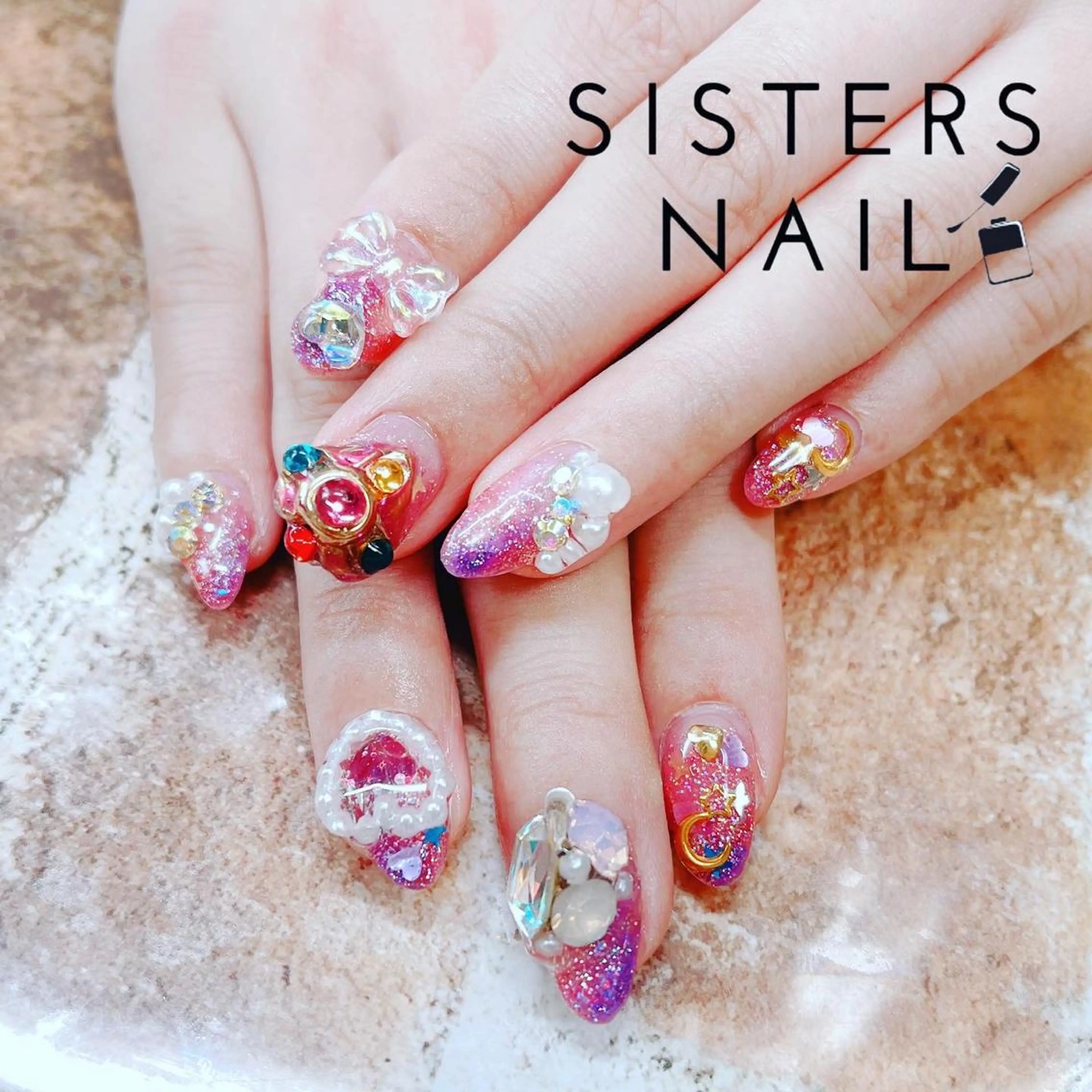 ネイル アートネイル 成人式 ハート キラキラネイル ラメ(グリッター) sisters nail.fのネイルデザイン