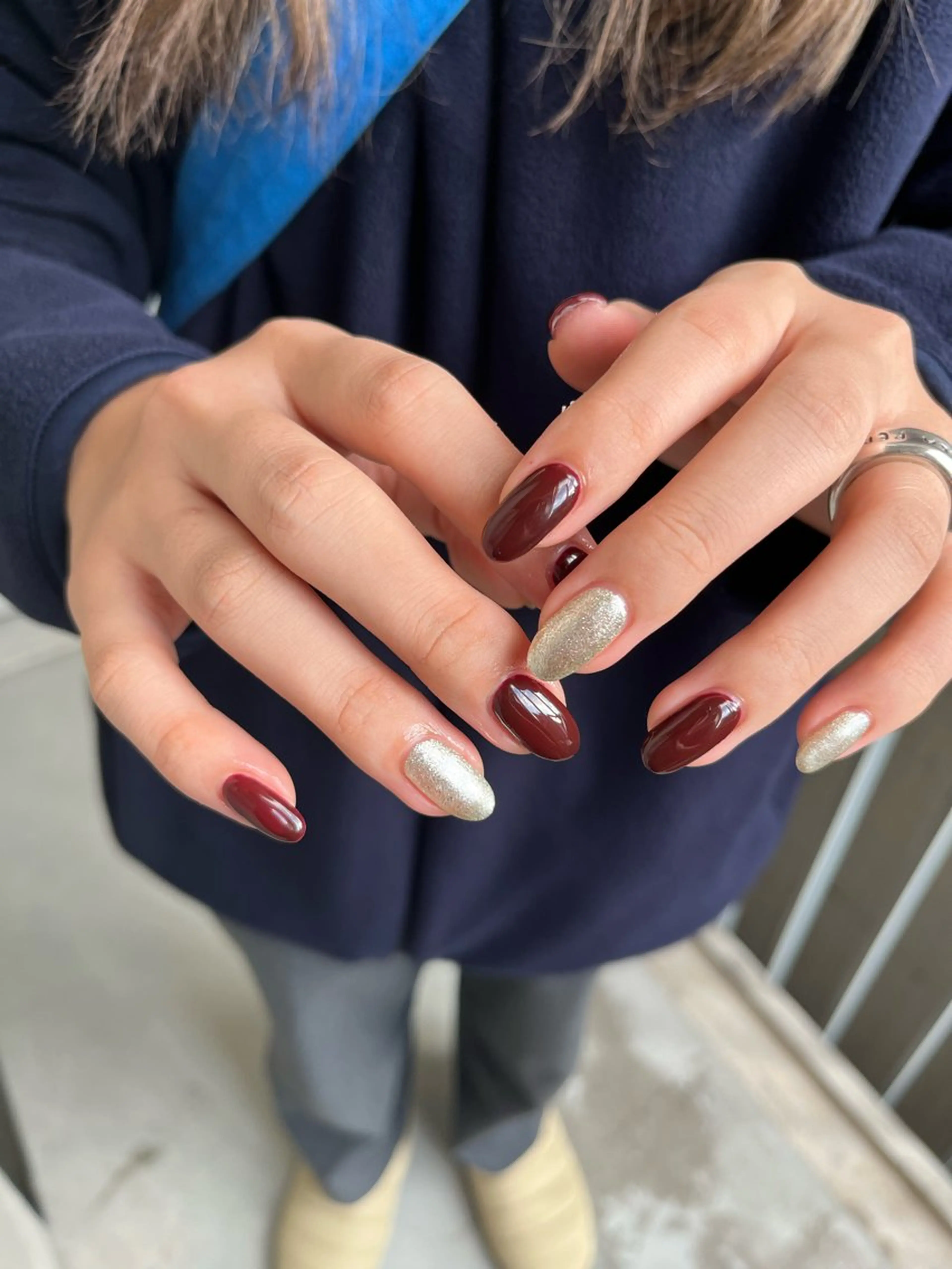 ネイル ボルドー ゴールド 冬ネイル クリスマス mitsuki / Manonのネイルデザイン