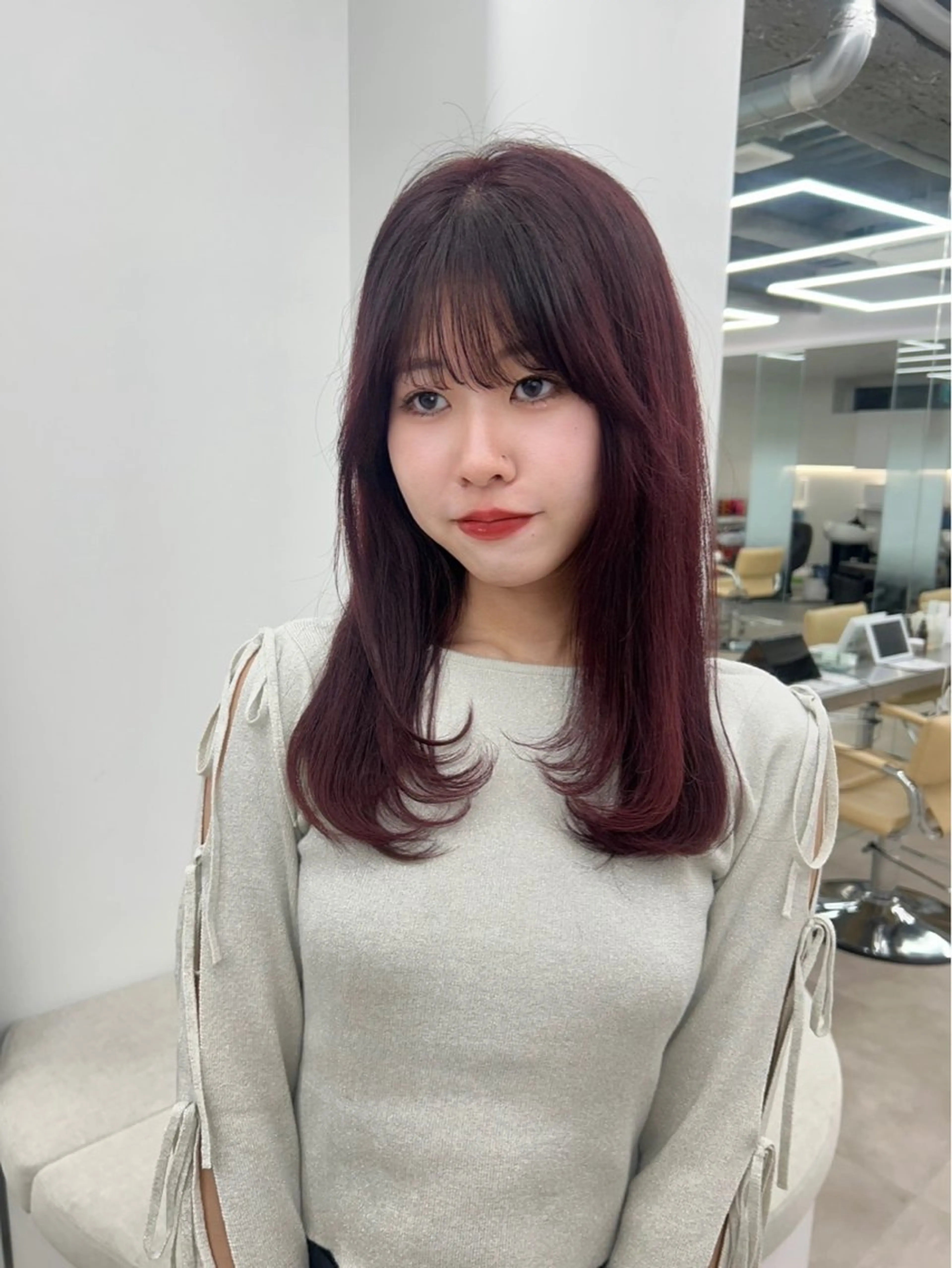 ミディアム ヘアカラー 👒透明感カラー yui👒のヘアスタイル