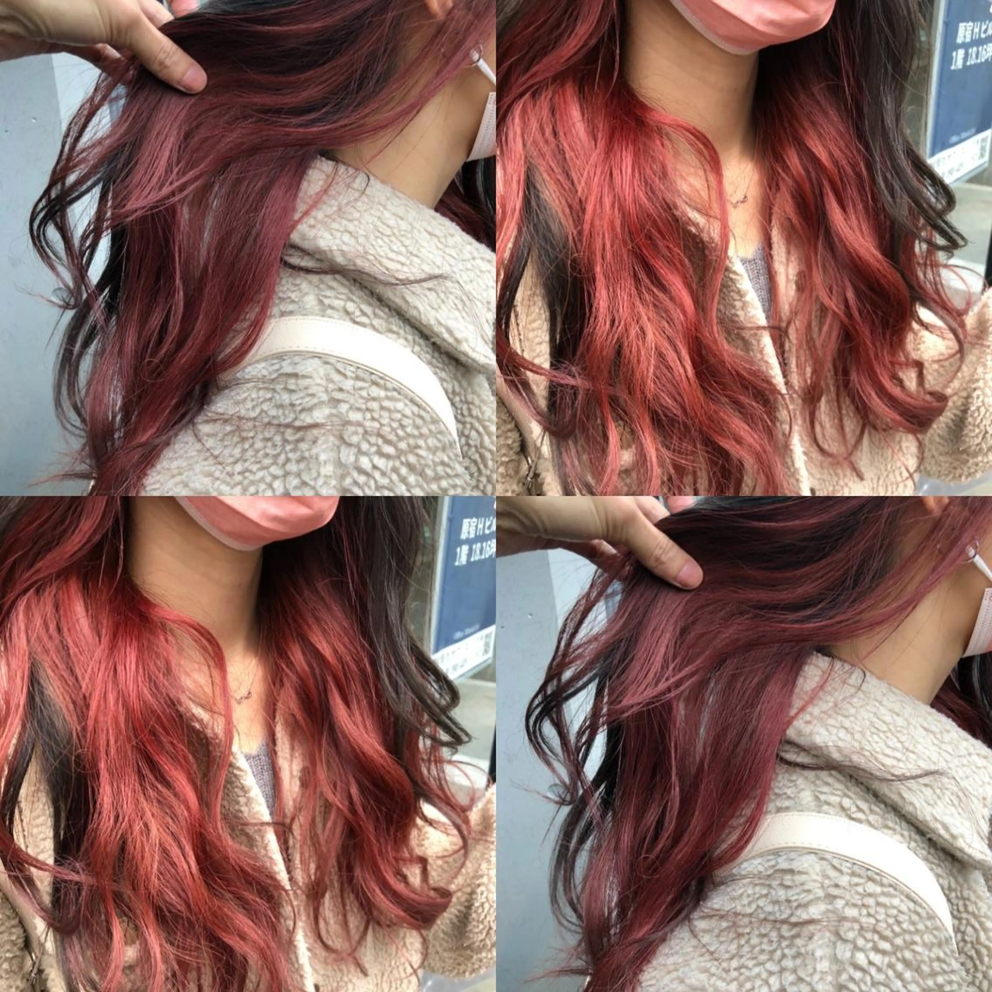 ロング カラー イヤリングカラー オレンジ ピンクカラー カット ヘアカラー トリートメント 原宿サロン代表 デザインカラー伊藤卓のヘアスタイル