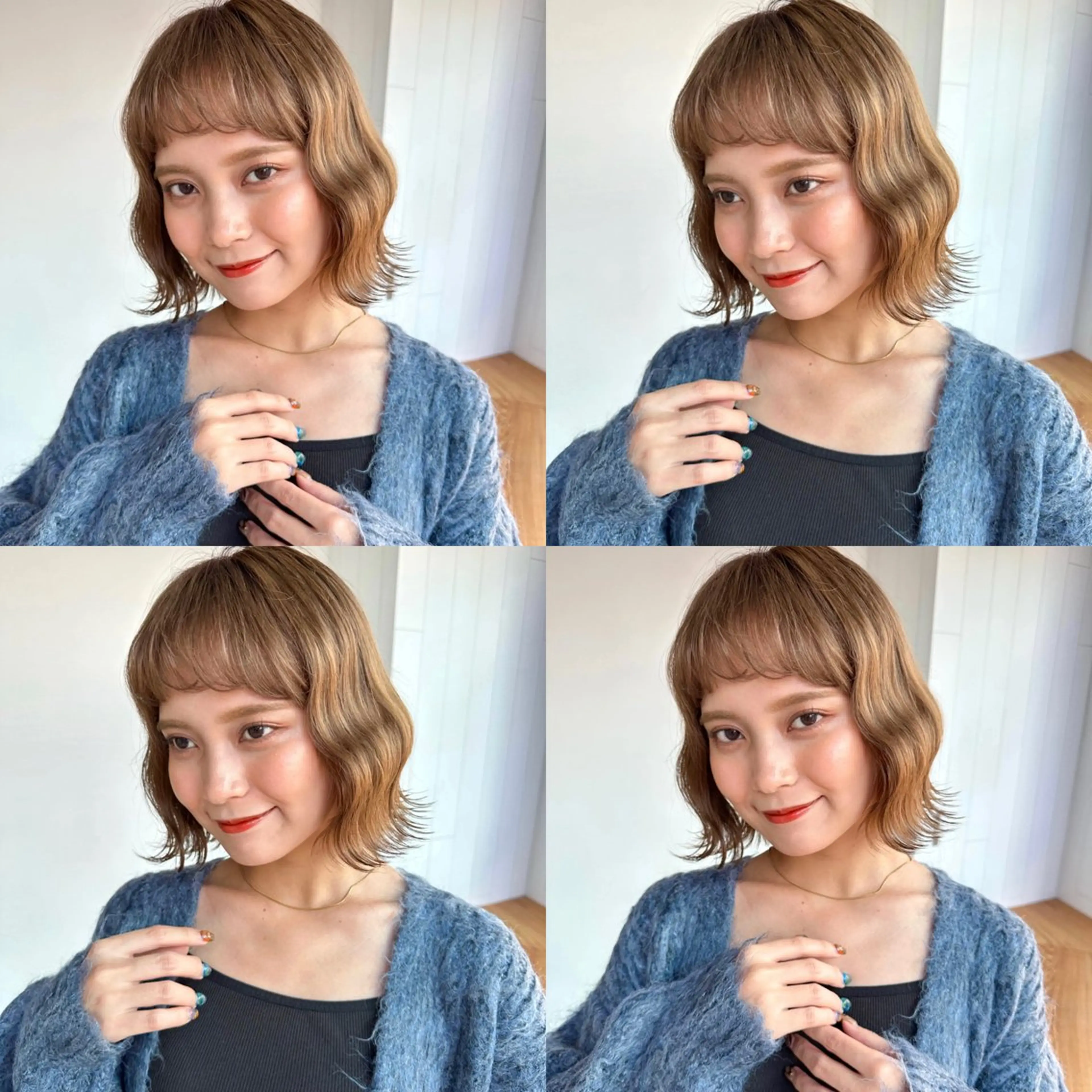 ミディアム 🌷モア 🌷暖色カラー・ボブのヘアスタイル
