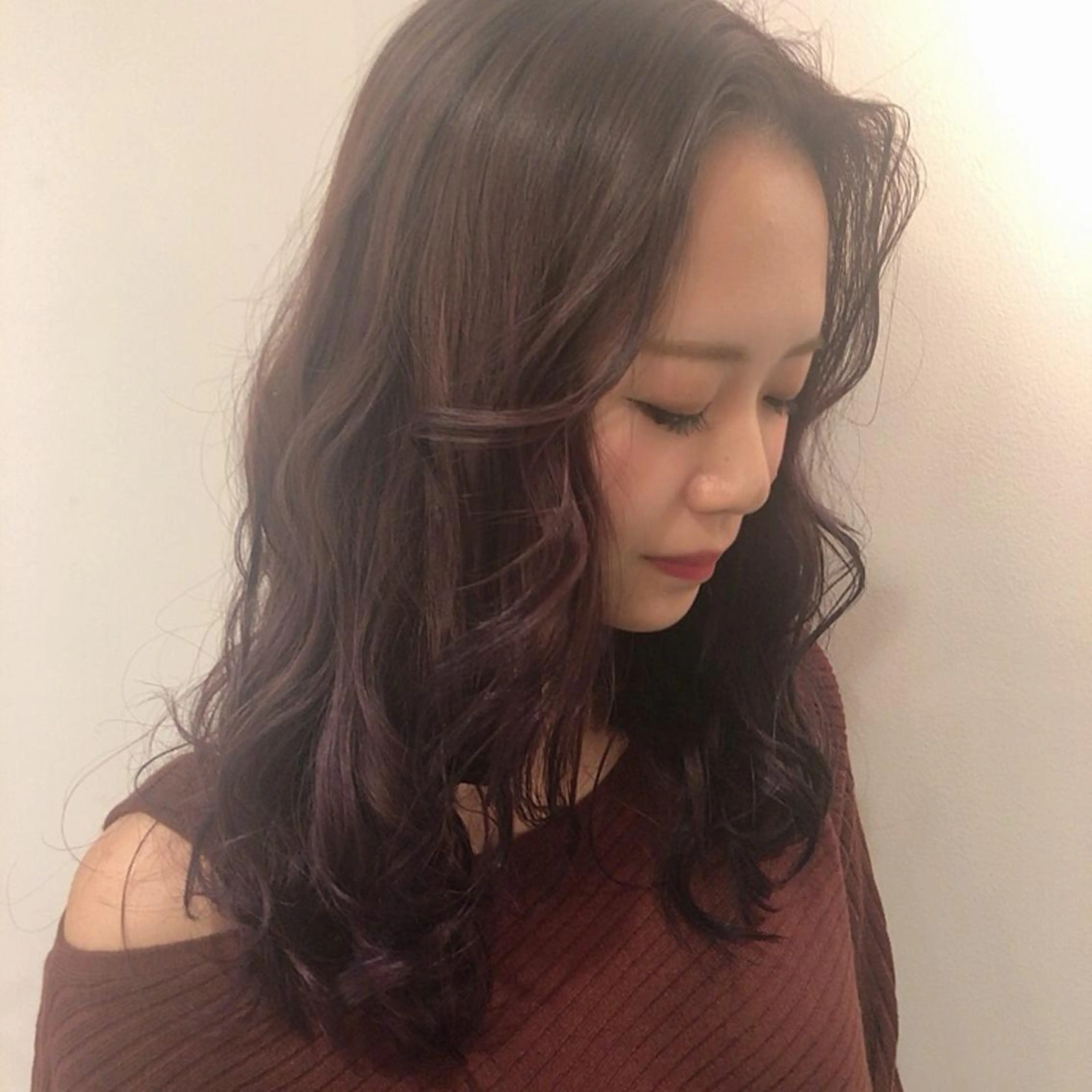 セミロング カラー ブリーチ グラデーションカラー パープルカラー 韓国風ヘア♡ runaのヘアスタイル