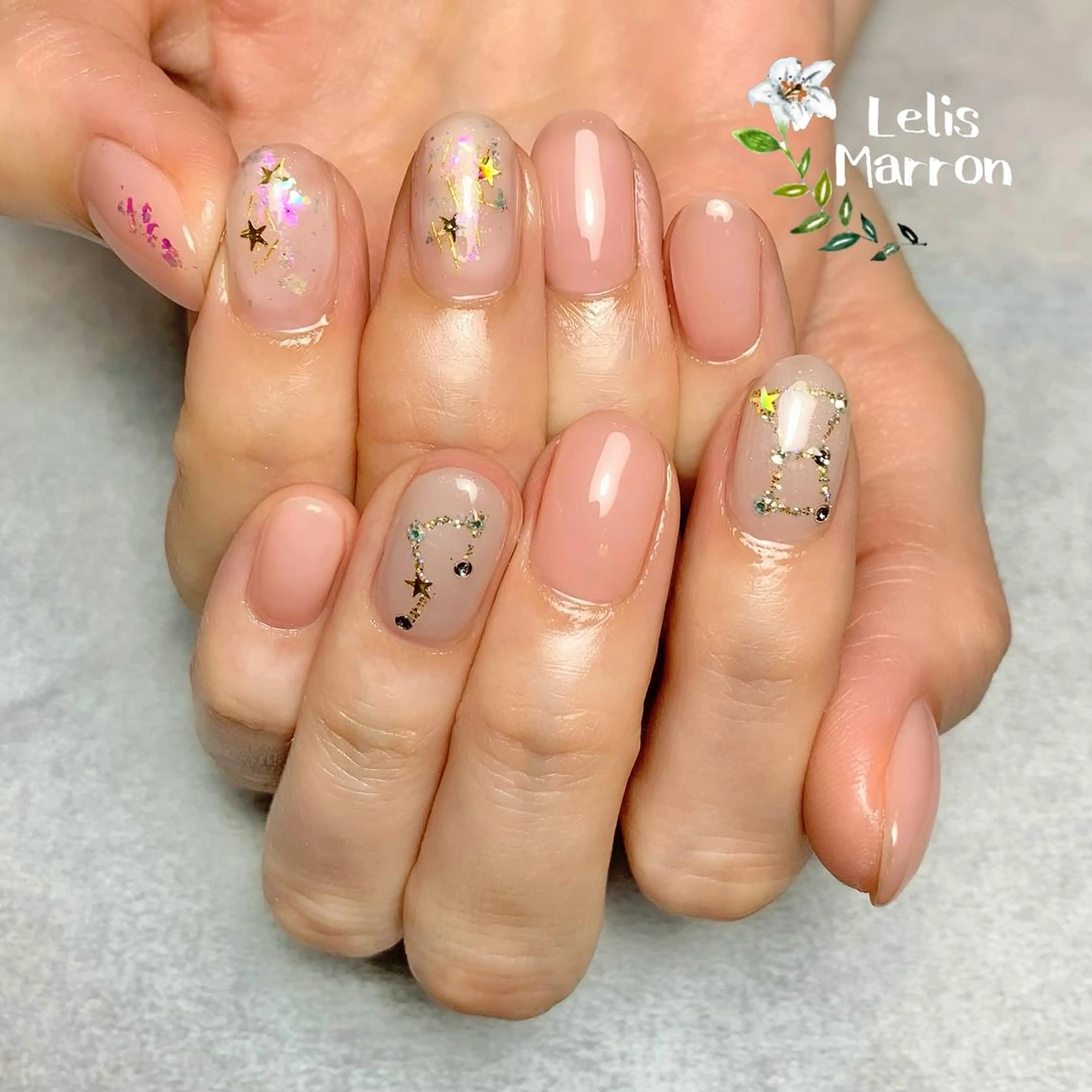 ネイル ニュアンスネイル オフィスネイル ピンク Lelis Marron所属・岸 侑李のネイルデザイン