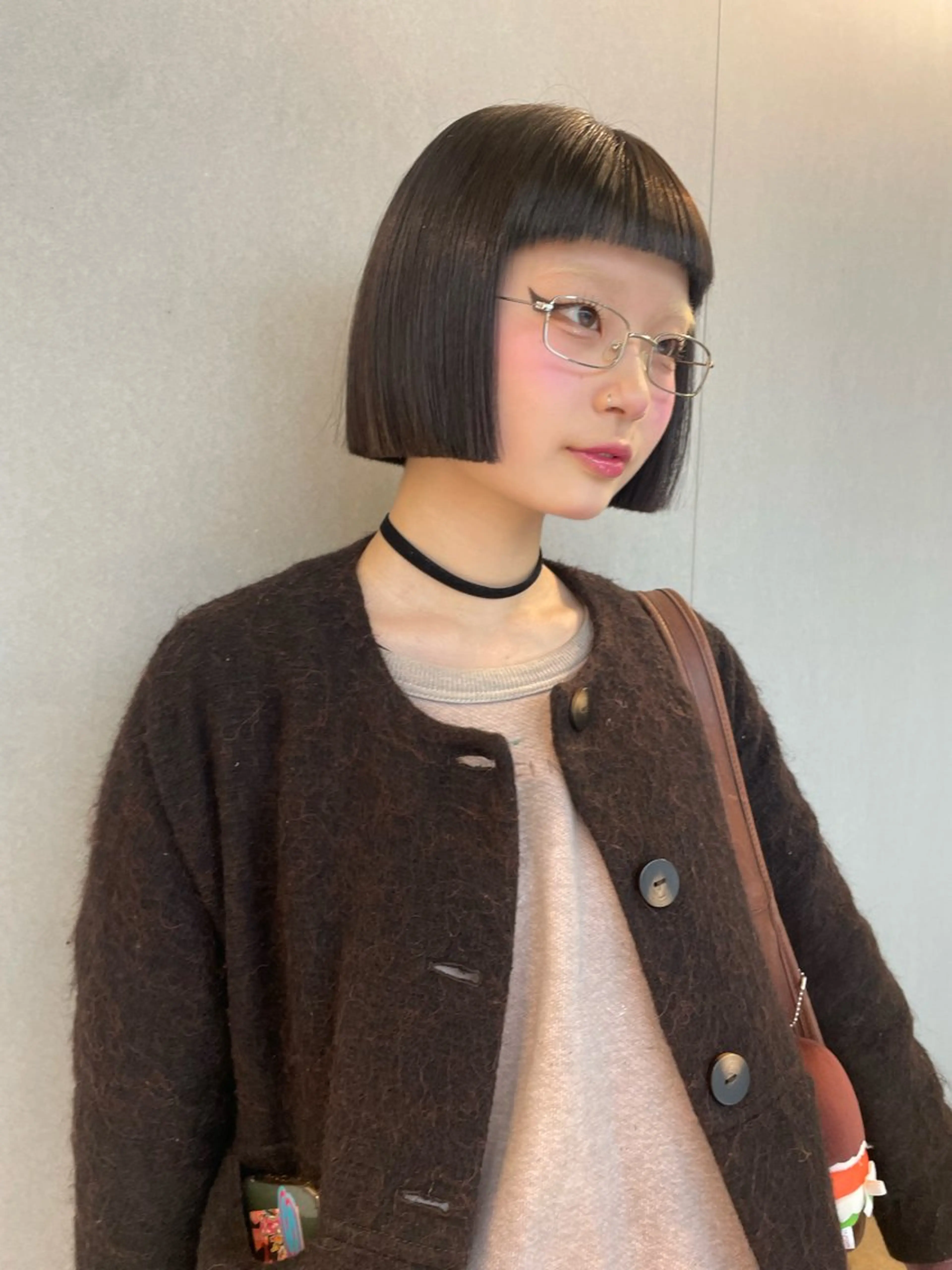 ショート カラー ワンレンボブ ボブ ヘアカラー CACHÉ わっちょのヘアスタイル