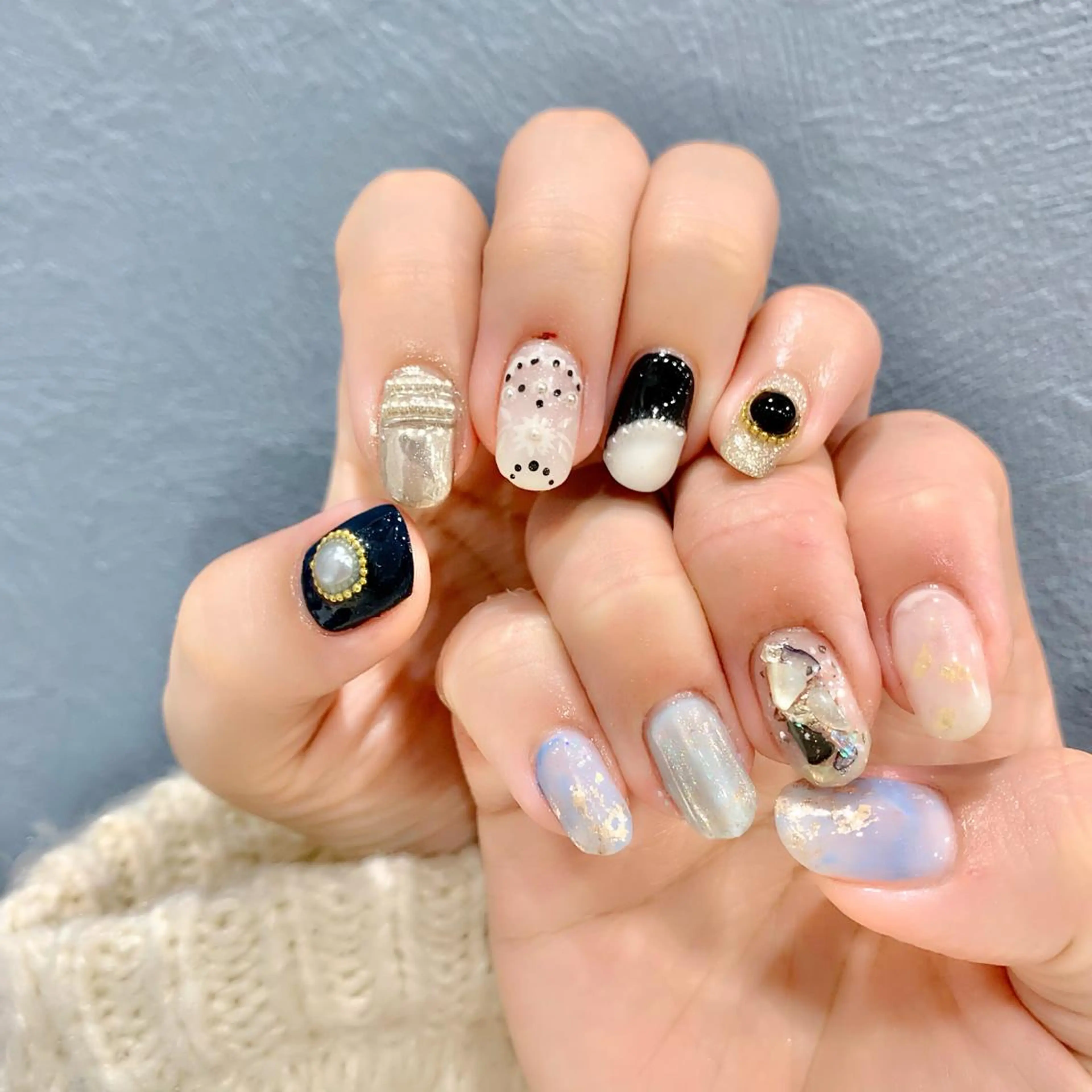 ネイル ブルー ニュアンスネイル ハンドネイル 佐藤 まりえのネイルデザイン