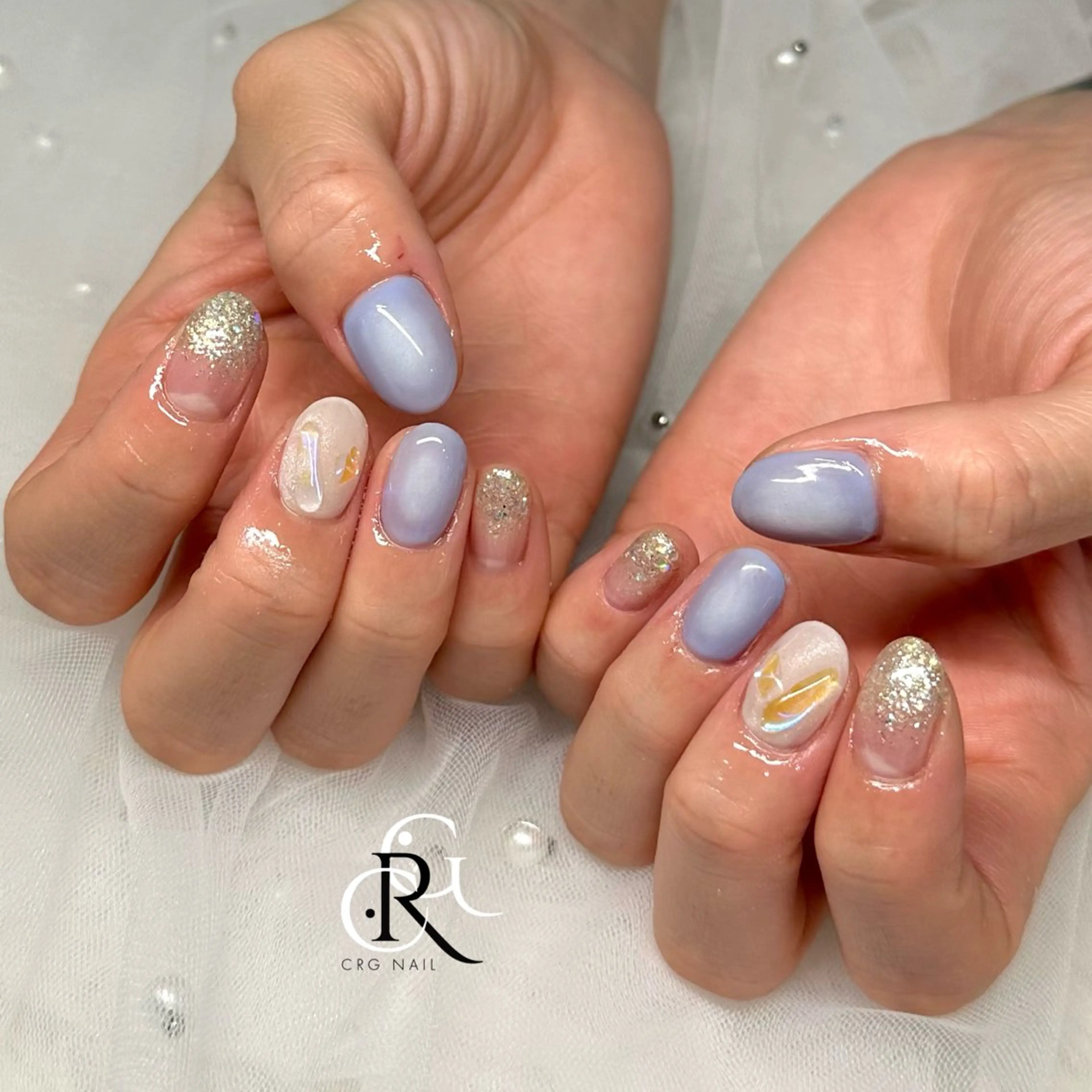 ネイル チークネイル ストーンネイル ハンドネイル 美フォルム✨ CRG　RURIのネイルデザイン