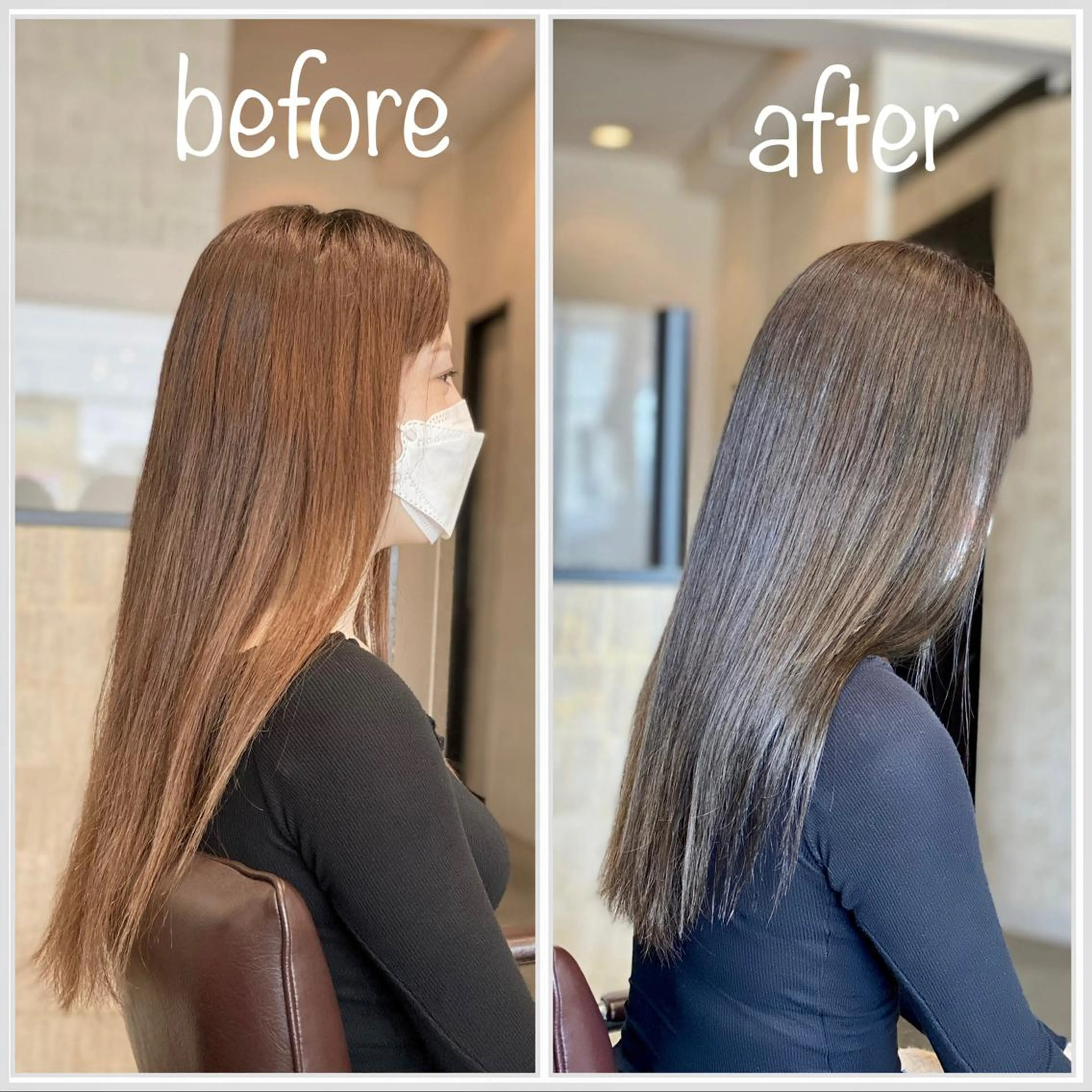 ロング カラー アッシュ アッシュグレー アッシュグレージュ グレージュ オレンジ Hair Life LIB所属・宮城 将大のヘアスタイル