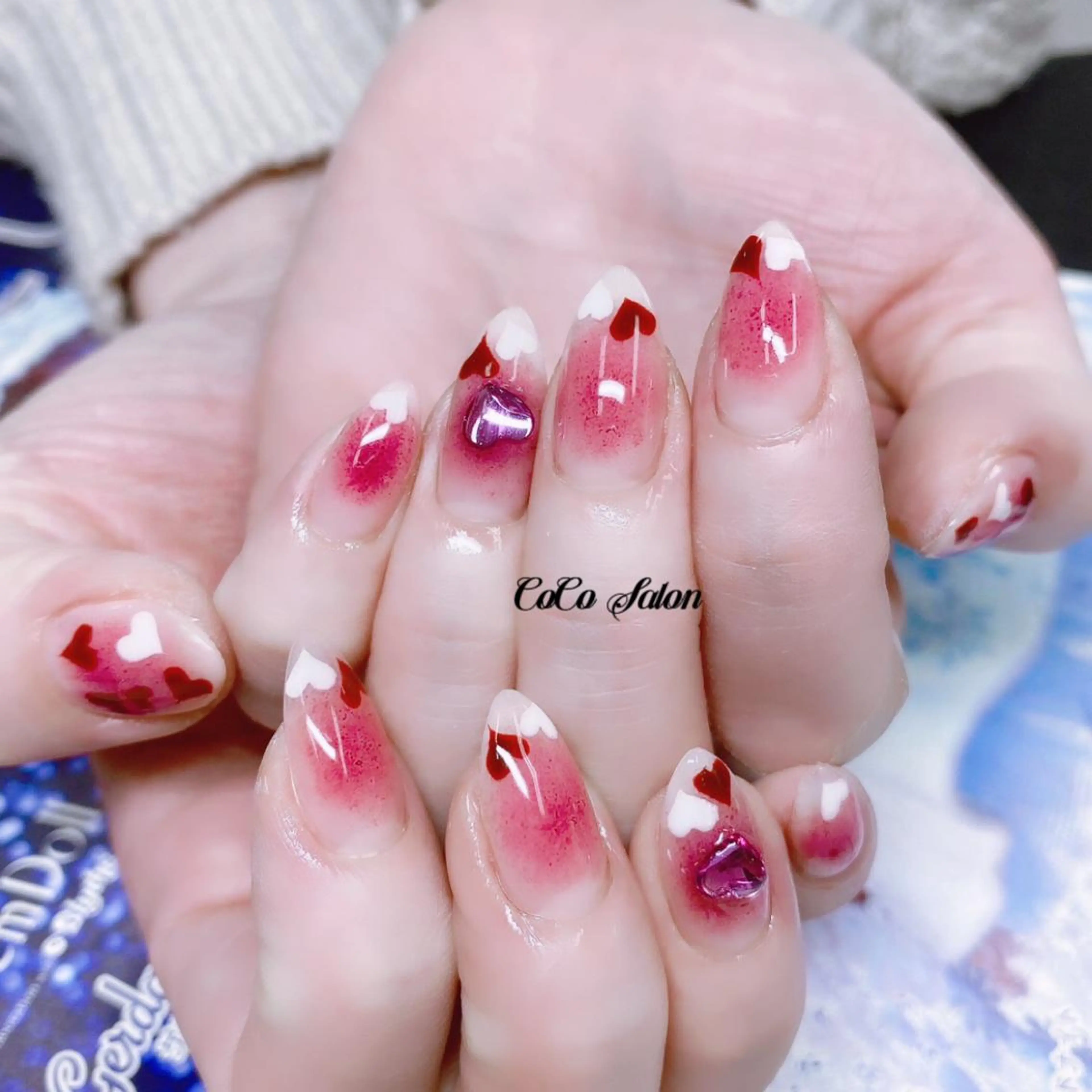 ネイル アートネイル ボルドー チークネイル 長さ出し ジェルネイル ハンドネイル CoCoSalon ネイル/まつ毛予約のネイルデザイン