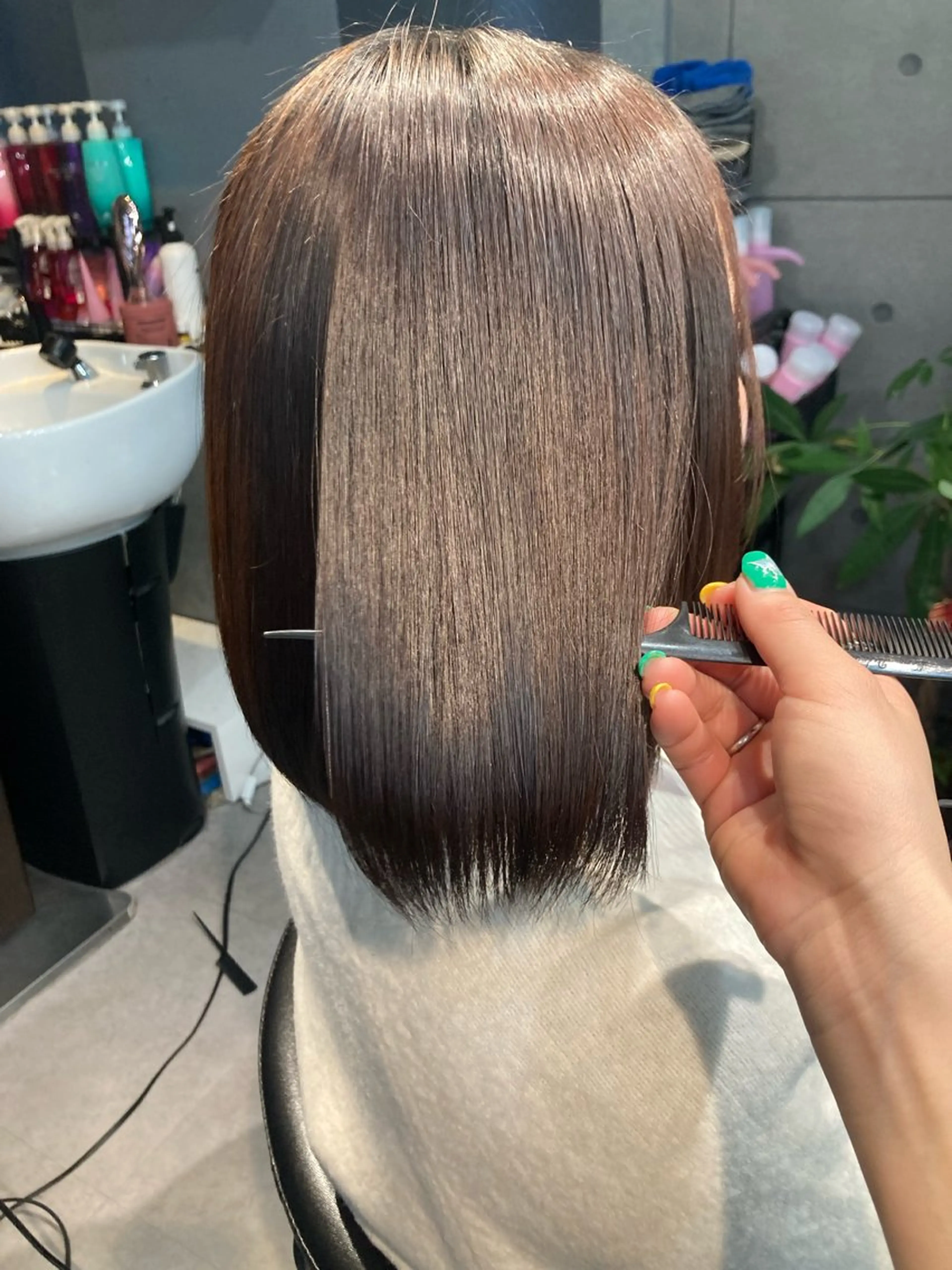 ミディアム 縮毛矯正 髪質改善☺︎縮毛矯正 ふじい まりんのヘアスタイル