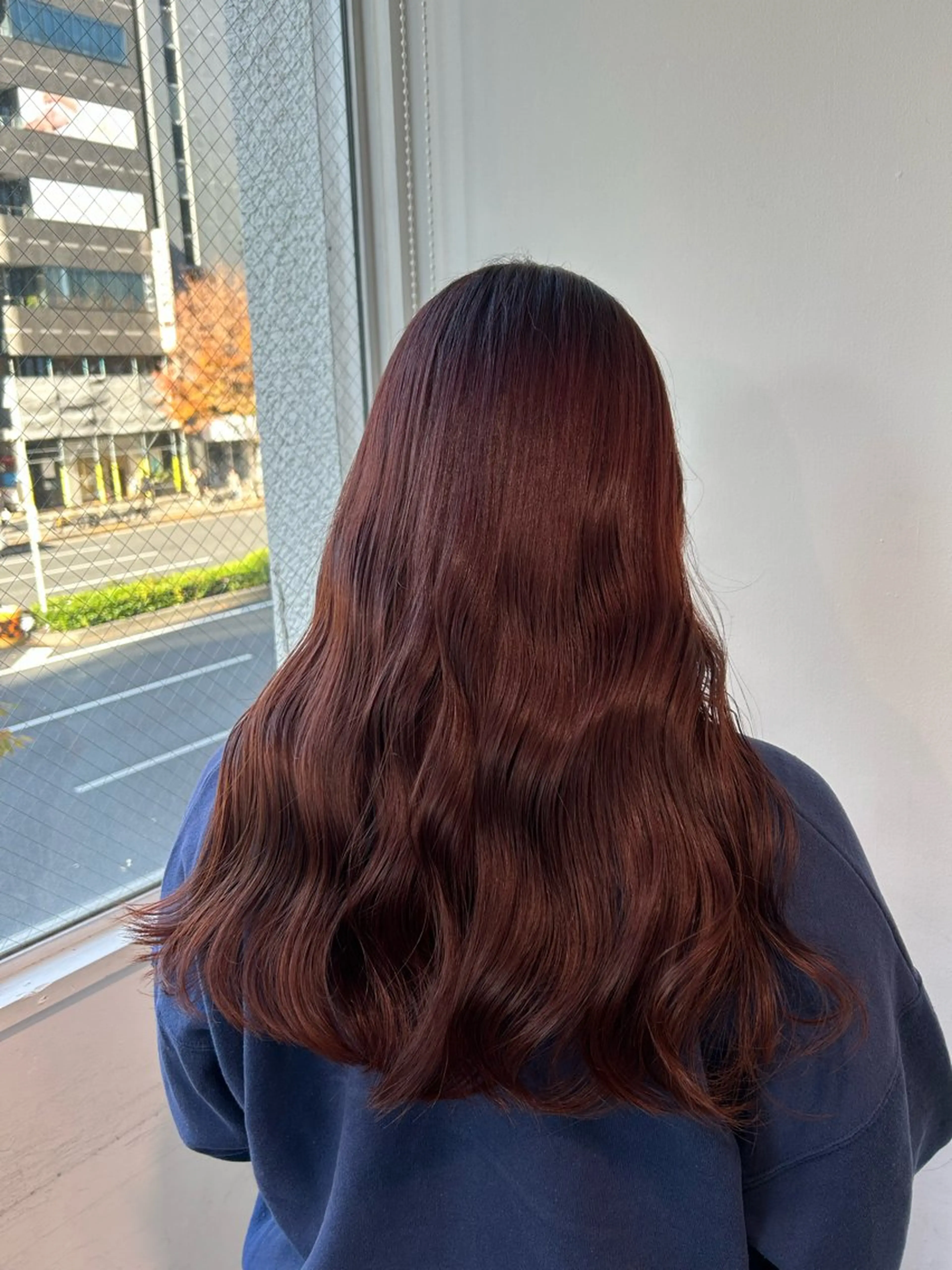ロング カラー レッドカラー 愛結 暖色カラー🎀🩰のヘアスタイル