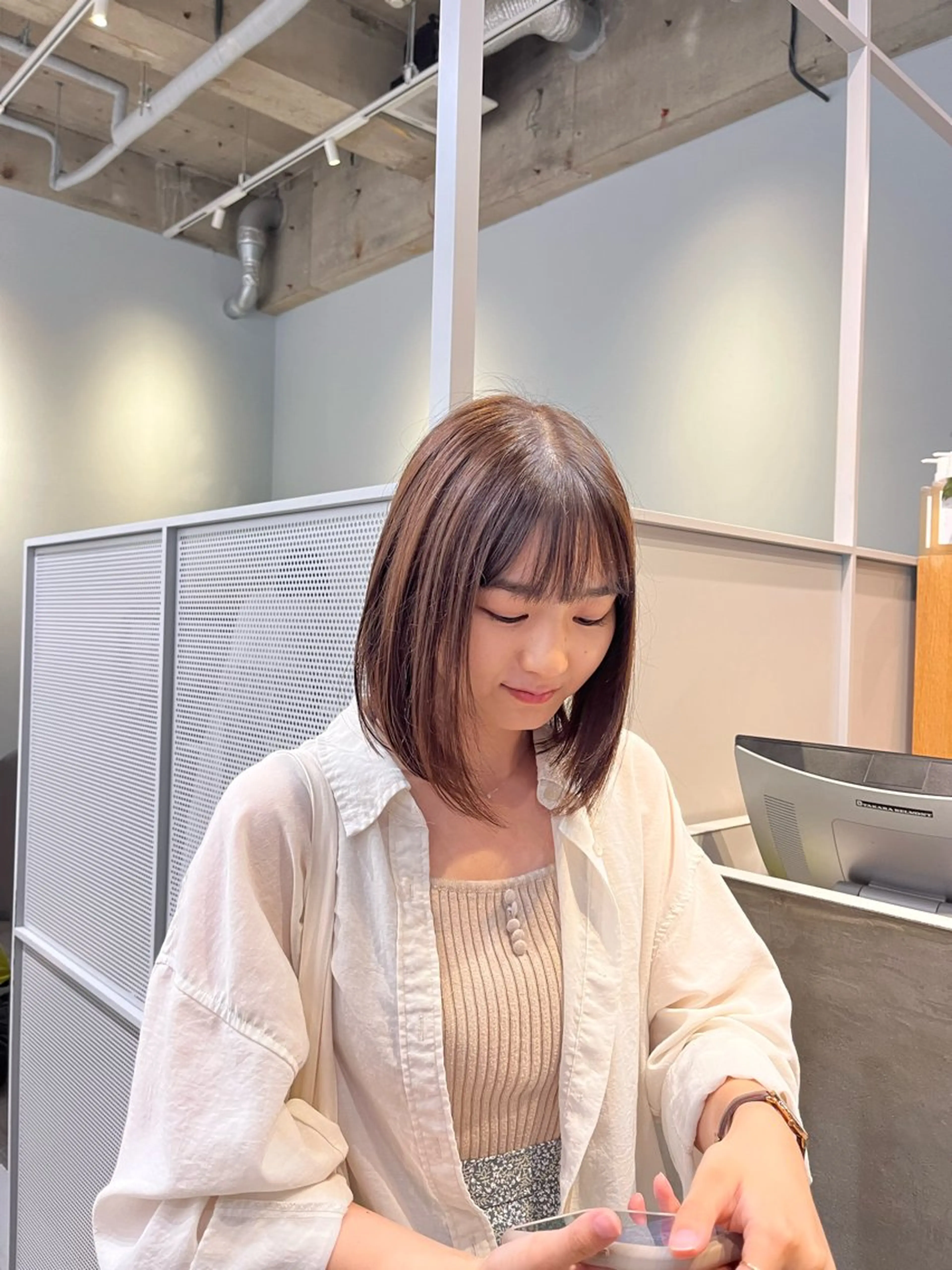 ミディアム カラー ブラウンカラー -さたけ たつき-のヘアスタイル