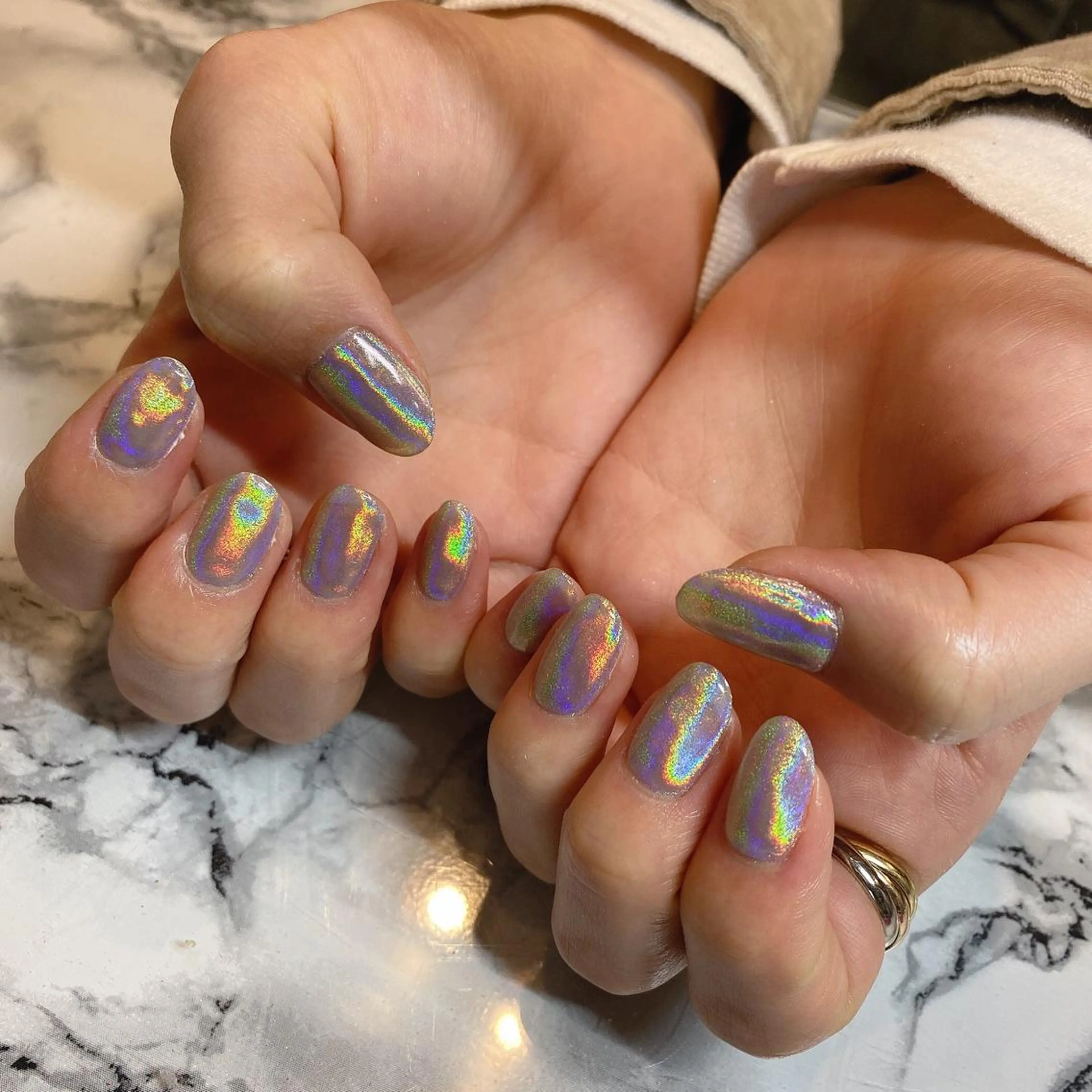 ネイル アートネイル オーロラネイル キラキラネイル ミラーネイル ニュアンスネイル To Me Nail所属・🩵 mei🩵のネイルデザイン