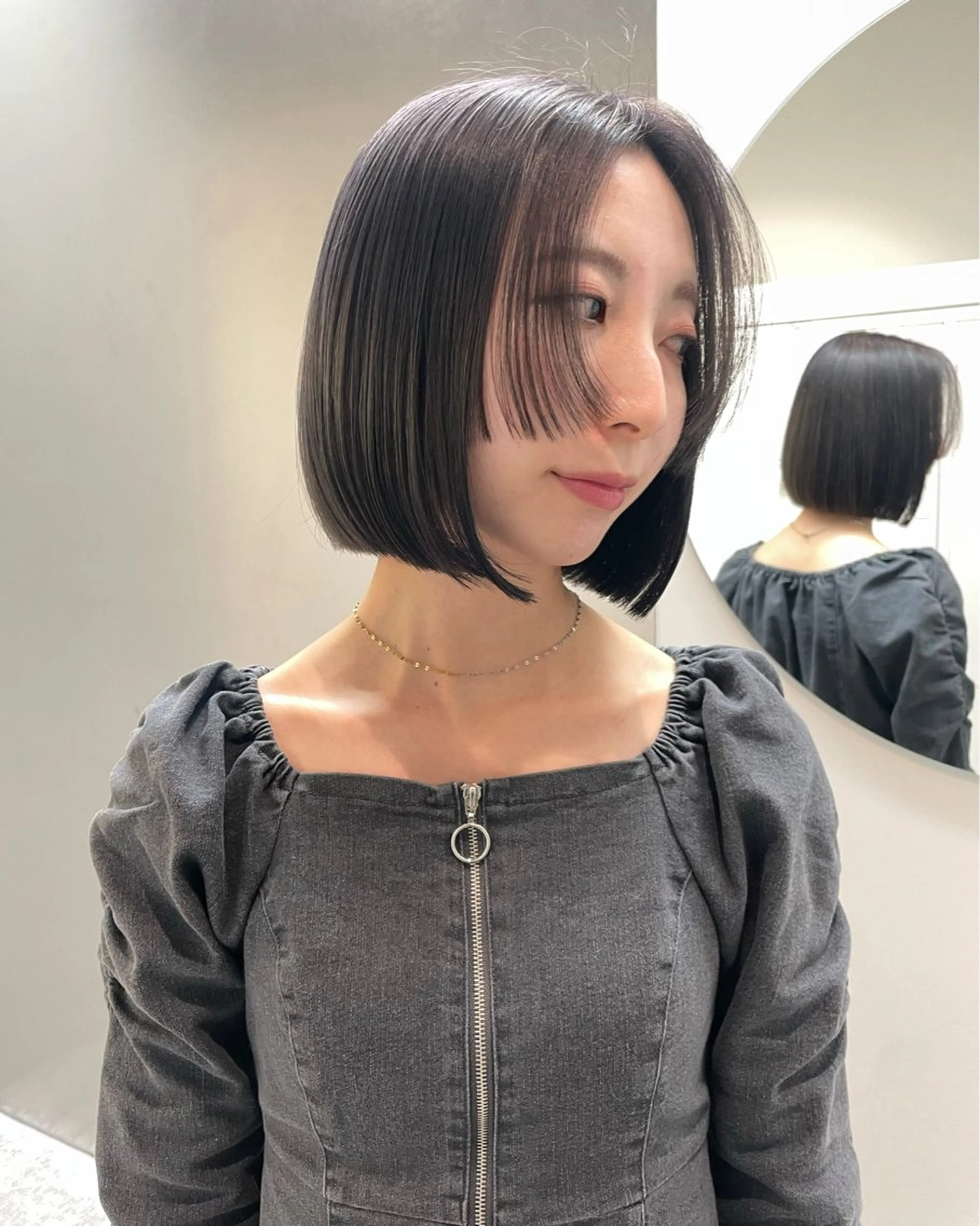 ショート カラー ボブ 顔まわりレイヤー 韓国風ヘア レイヤーカット カット トリートメント 戸塚 直人のヘアスタイル