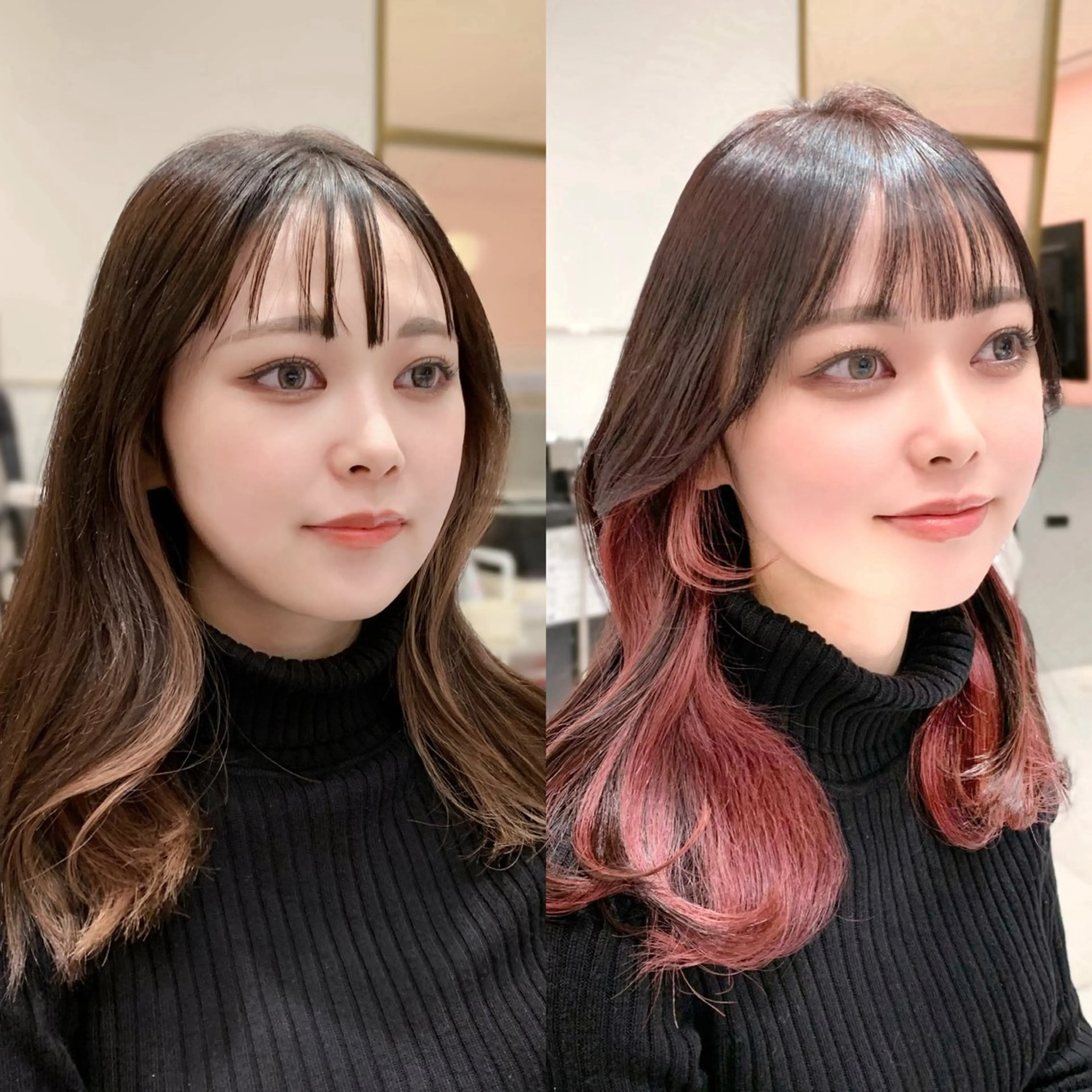 ミディアム カラー カット ヘアカラー トリートメント ヘッドスパ ヘアセット 韓国ヘア/レイヤー/ 顔まわり/りょーとのヘアスタイル