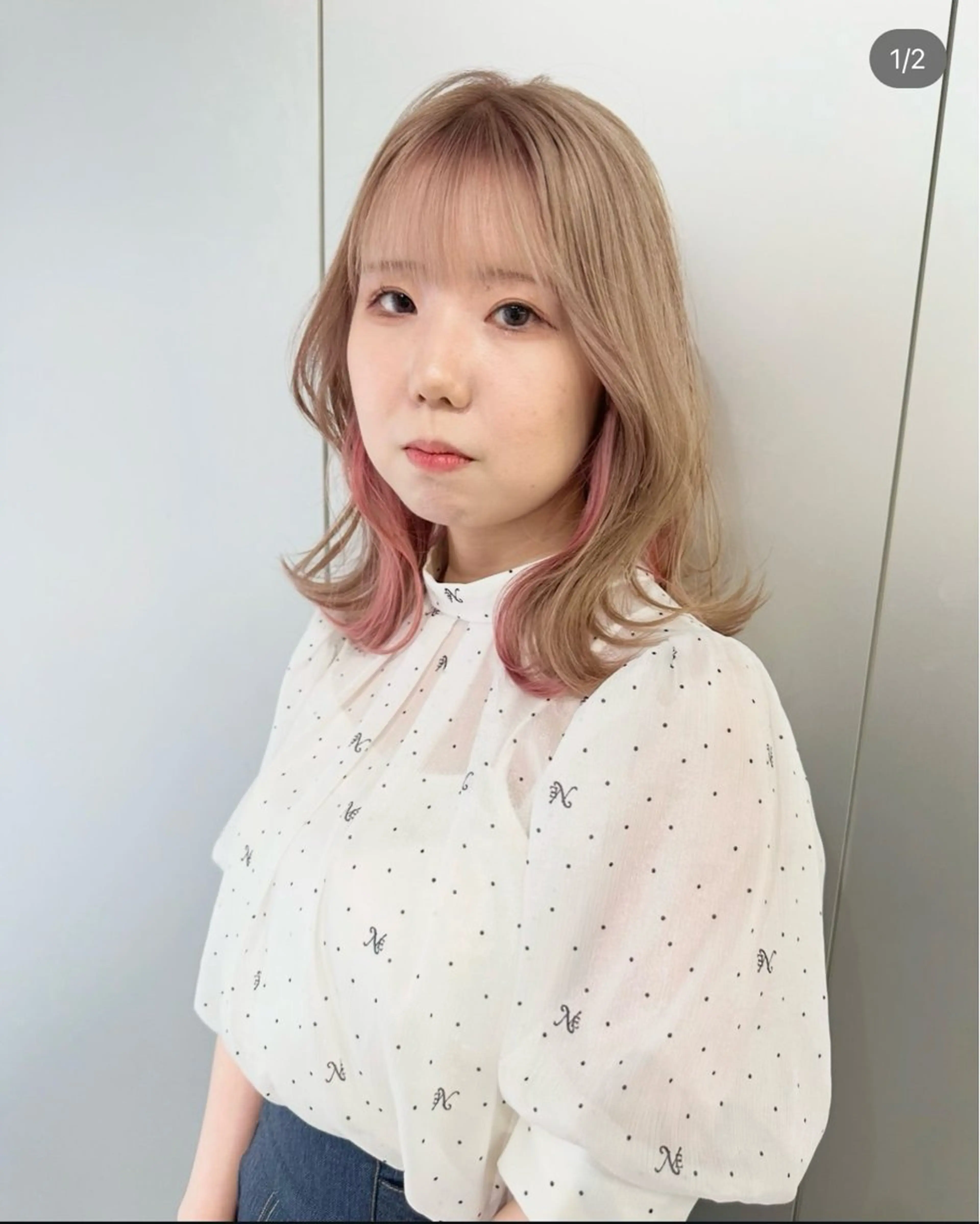 ミディアム カラー ブリーチ ダブルカラー インナーカラー 篠崎 佑季のヘアスタイル