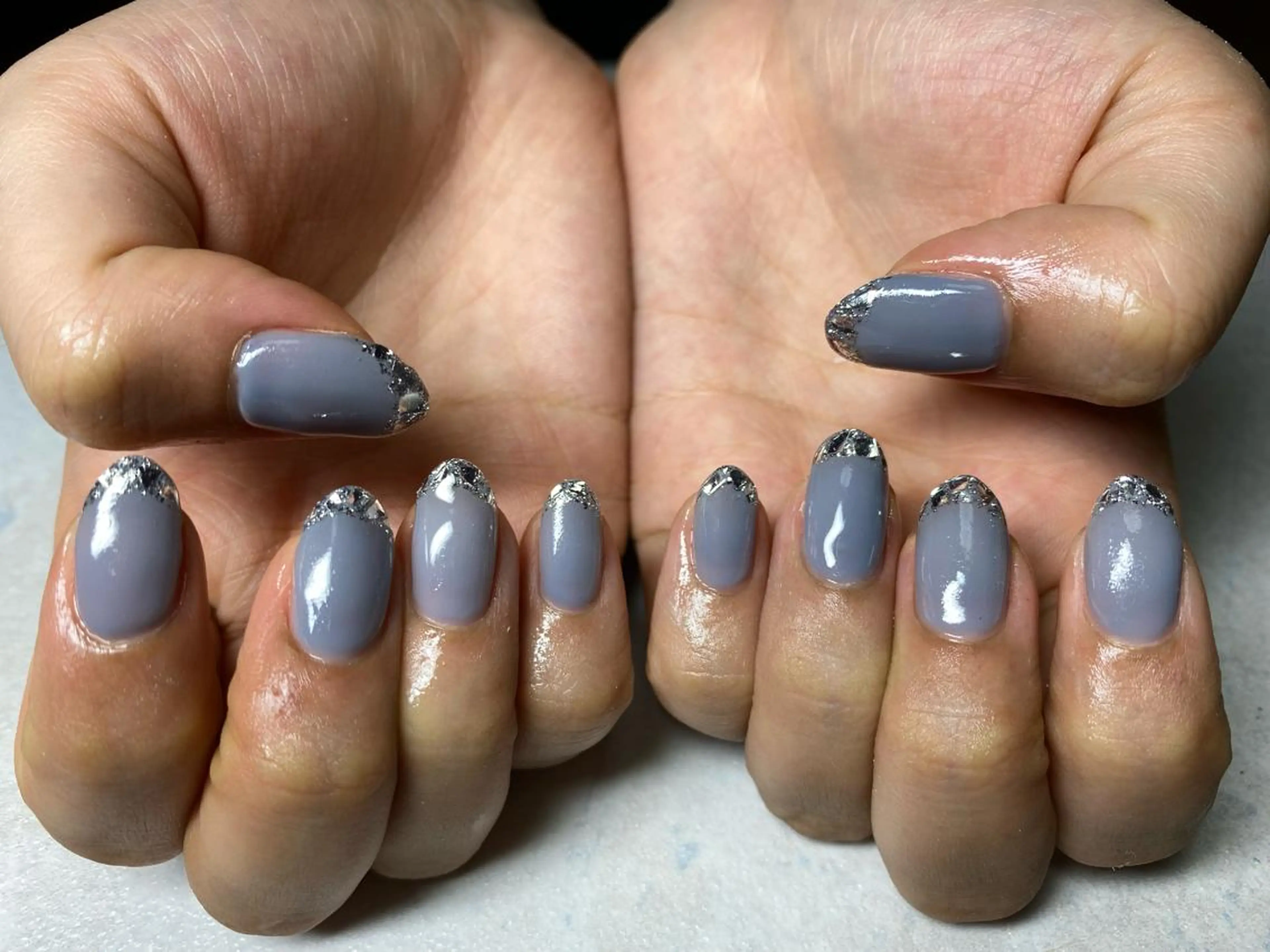 ネイル フレンチネイル ガラスフレンチ ハンドネイル ___ yuriのネイルデザイン