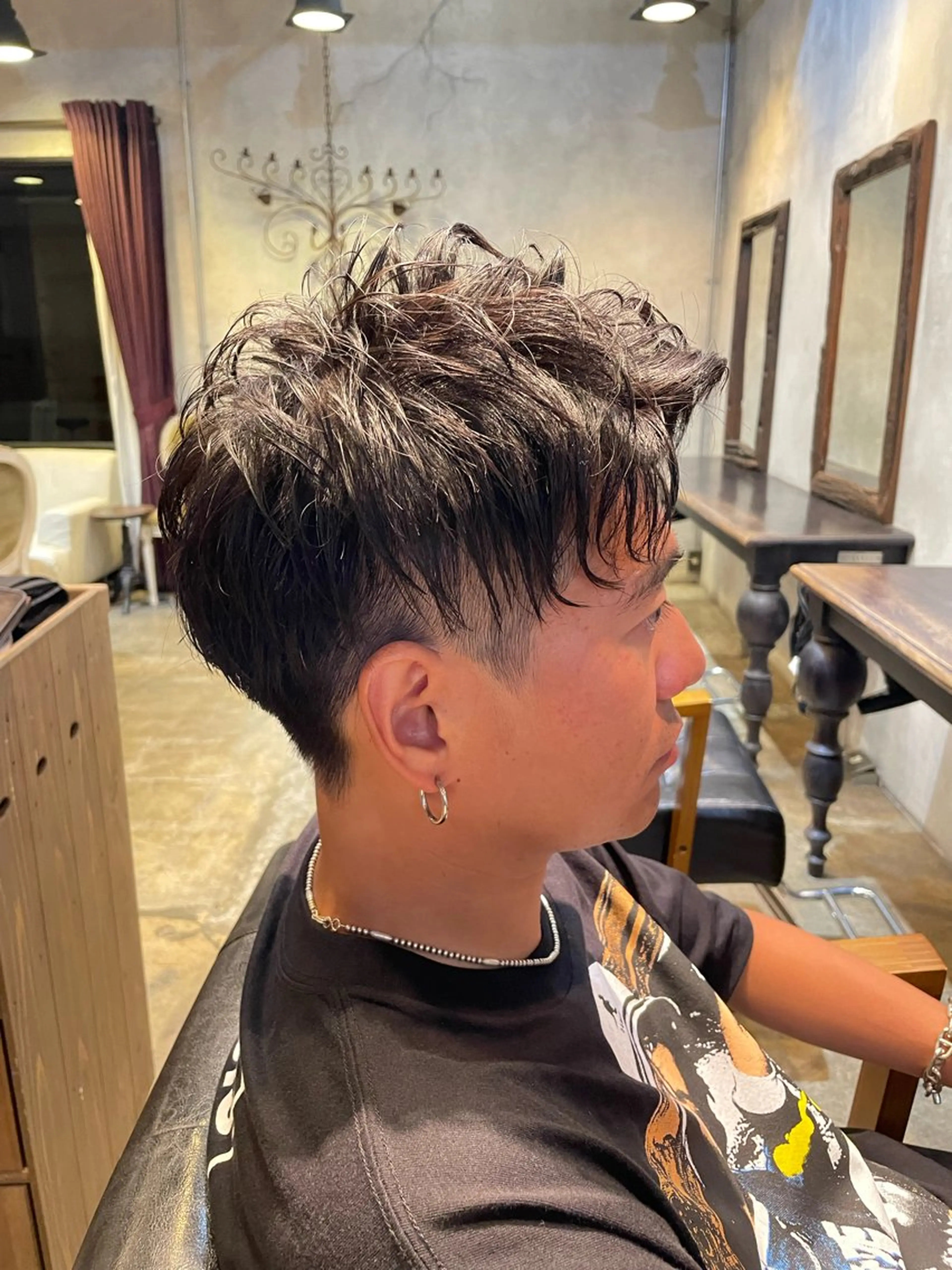 パーマ メンズ カット パーマ ミルクティー× グレージュMOMOのヘアスタイル