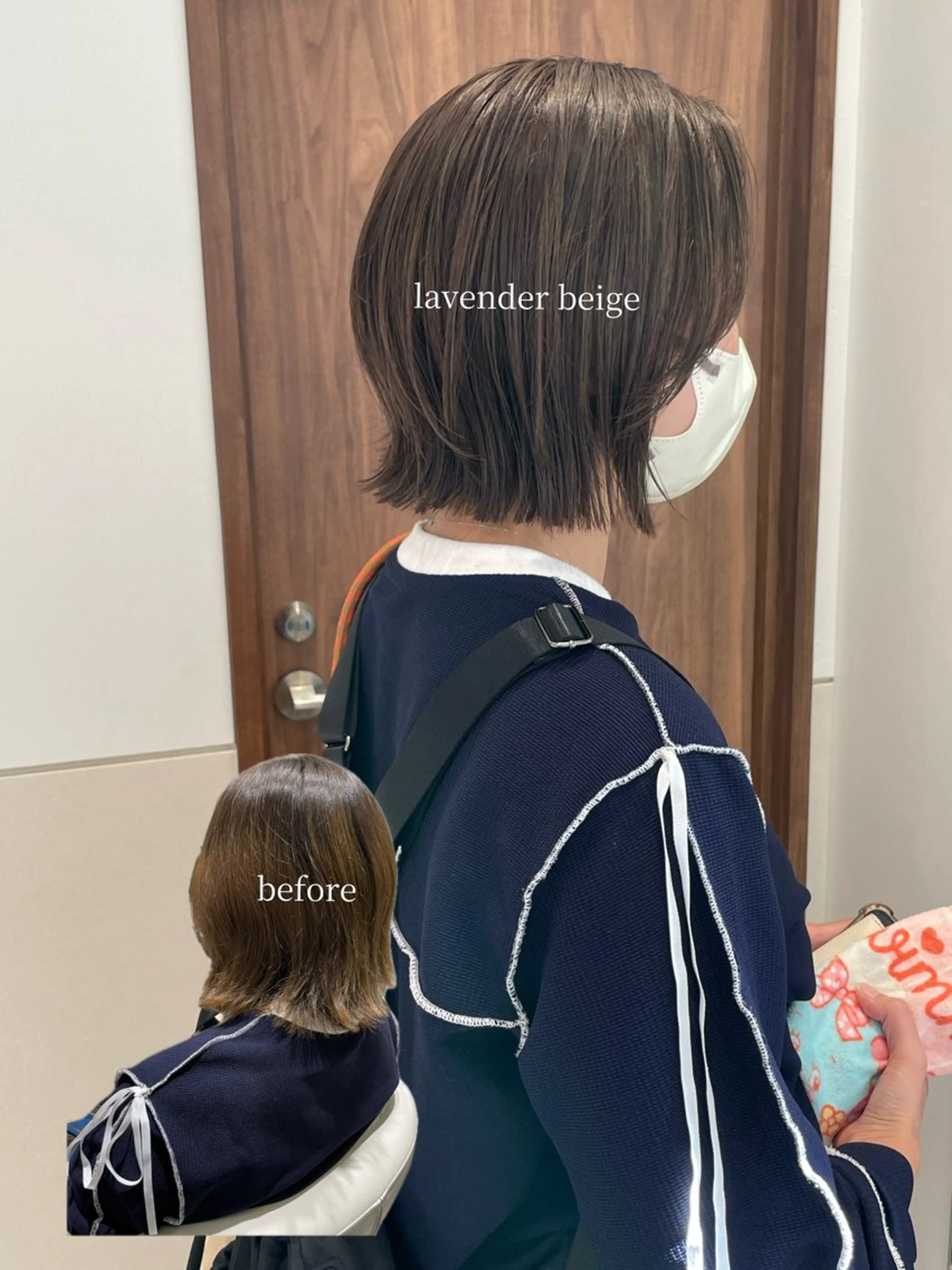 ショート カラー 透明感カラー ボブ くびれヘア カット ヘアカラー 岩田菜央 《武蔵小杉》のヘアスタイル