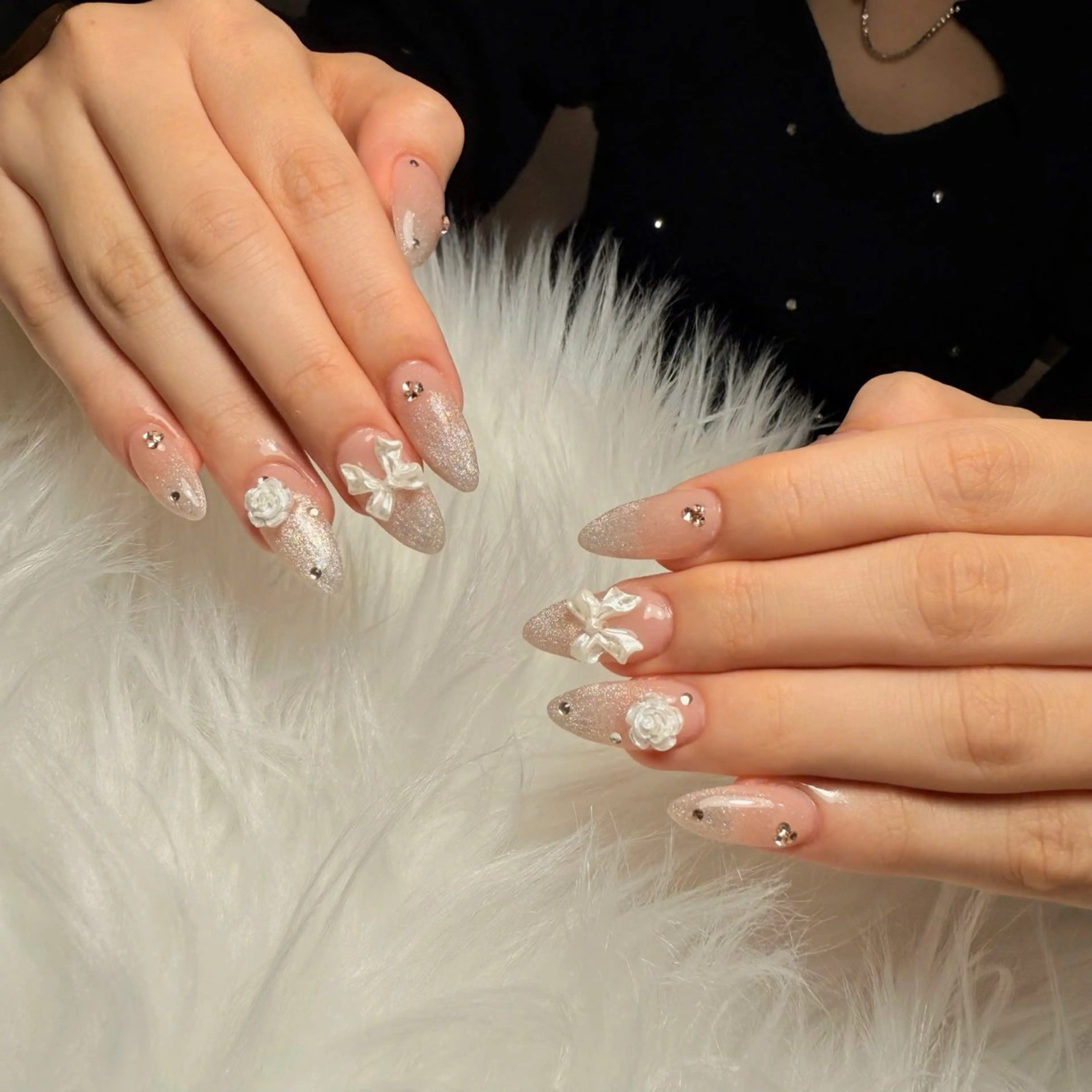 ネイル フレンチネイル キラキラネイル マグネットネイル ミラーネイル ニュアンスネイル ハンドネイル Lina所属・MeiMei Nail モデル募集のネイルデザイン