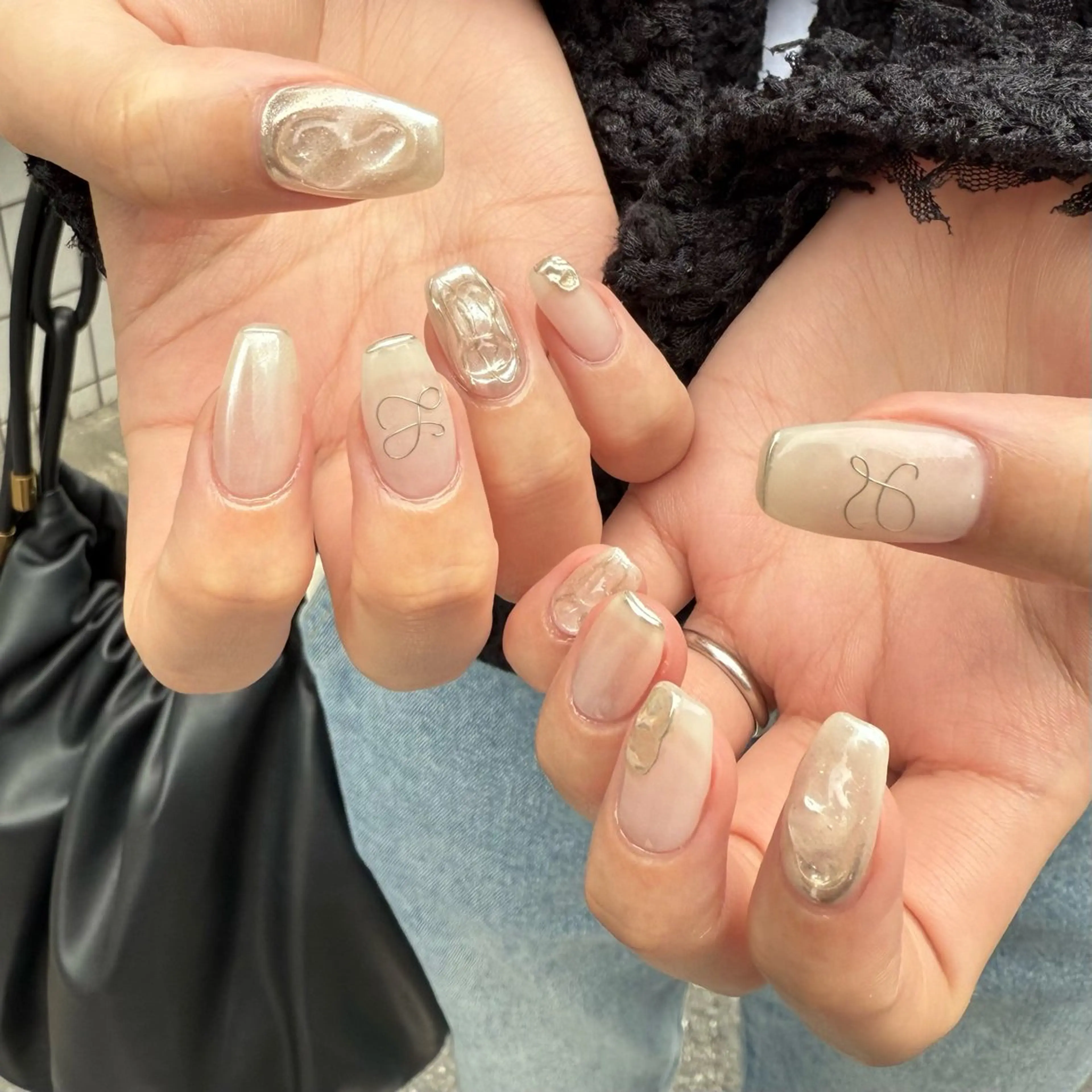 ネイル ジェルネイル 氷ネイル・うるうるネイル 韓国ネイル ラメ(グリッター) ミラーネイル ニュアンスネイル 💅🏻yuuiのネイルデザイン