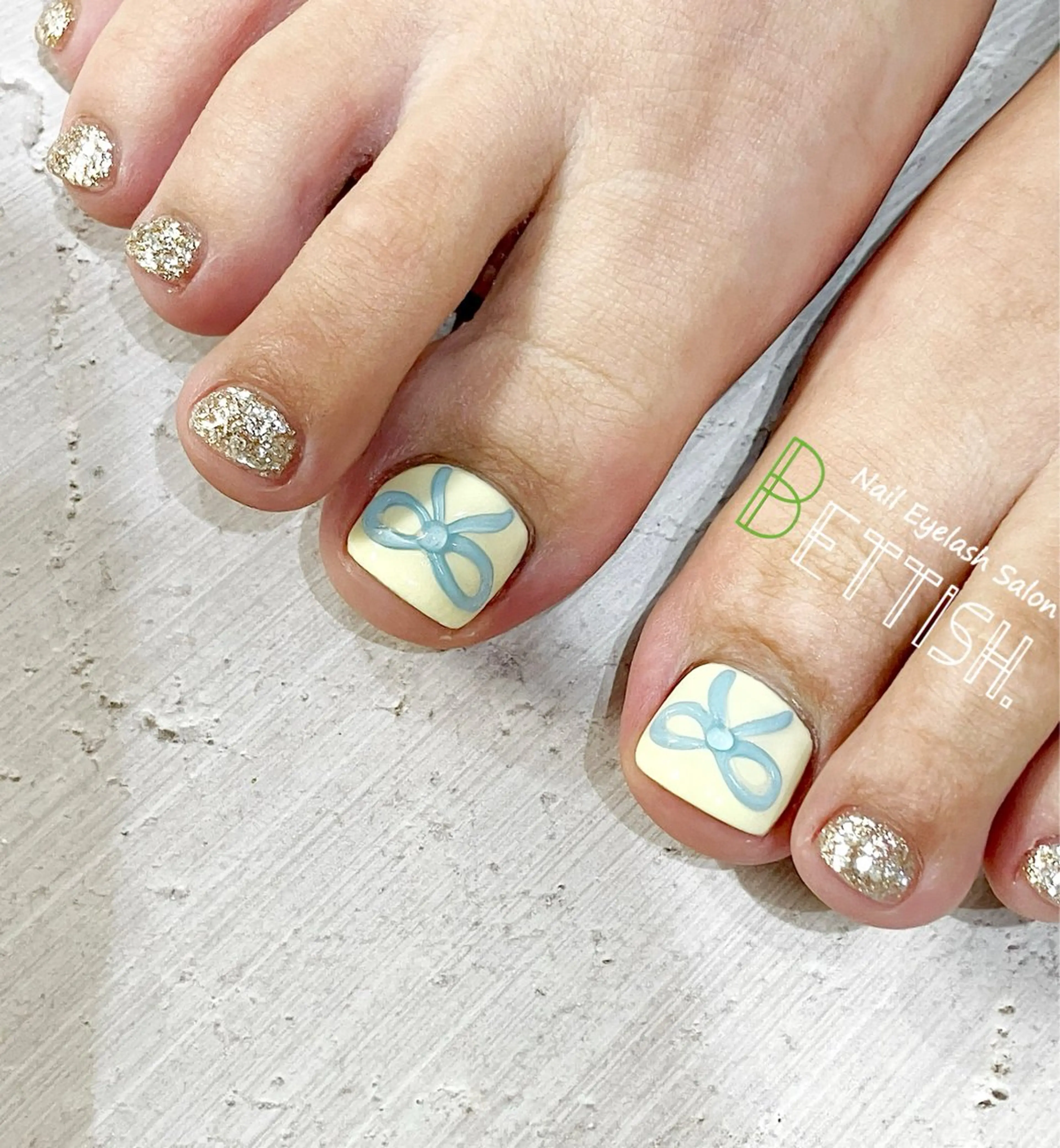 ネイル アートネイル リボン フットネイル BETTISH. KUMIKO☺︎︎のネイルデザイン