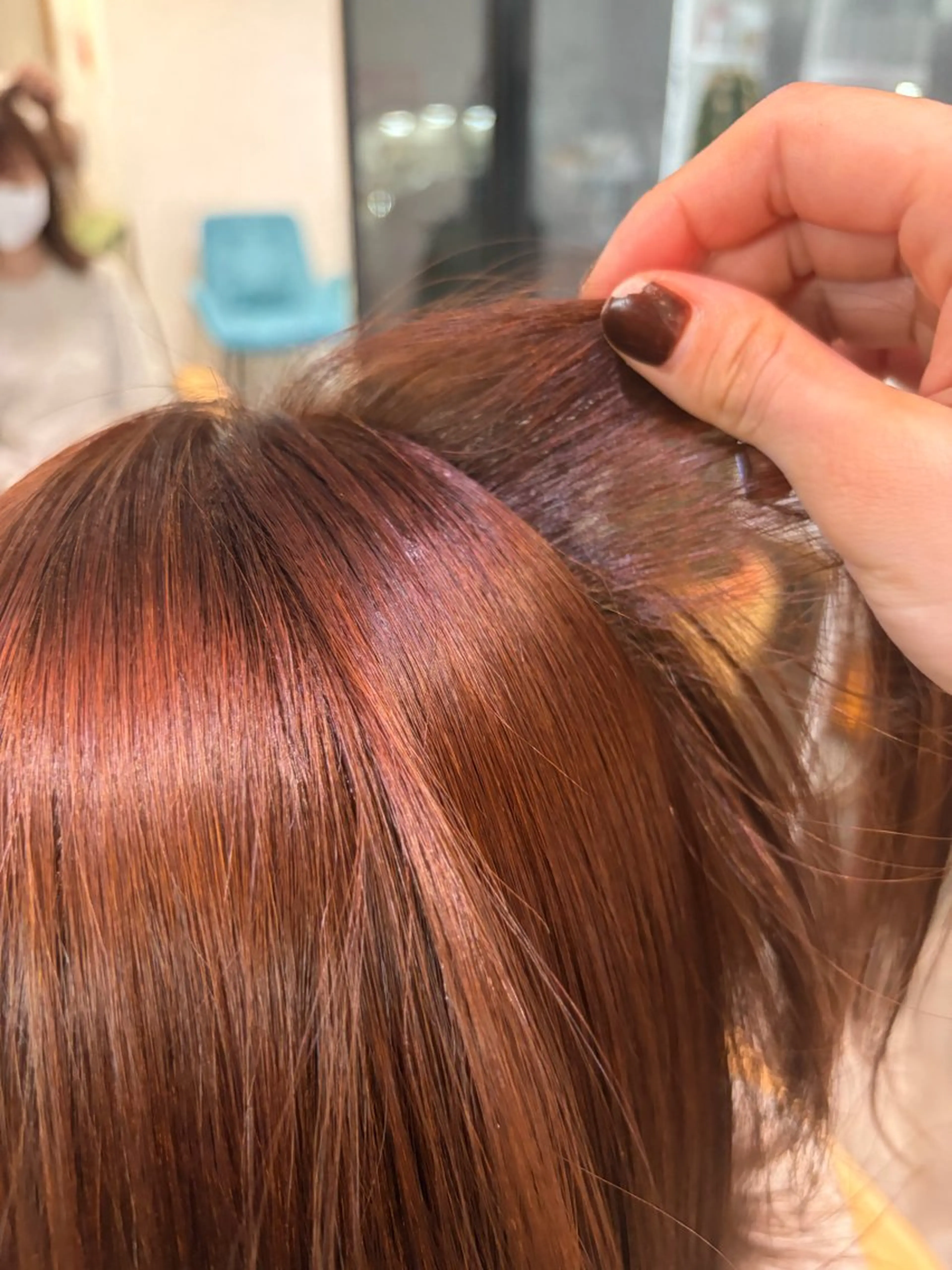 カラー ブラウンカラー オレンジ オレンジブラウン ヘアカラー 派手髪ハイトーン💛 ネイル💅まりなのヘアスタイル