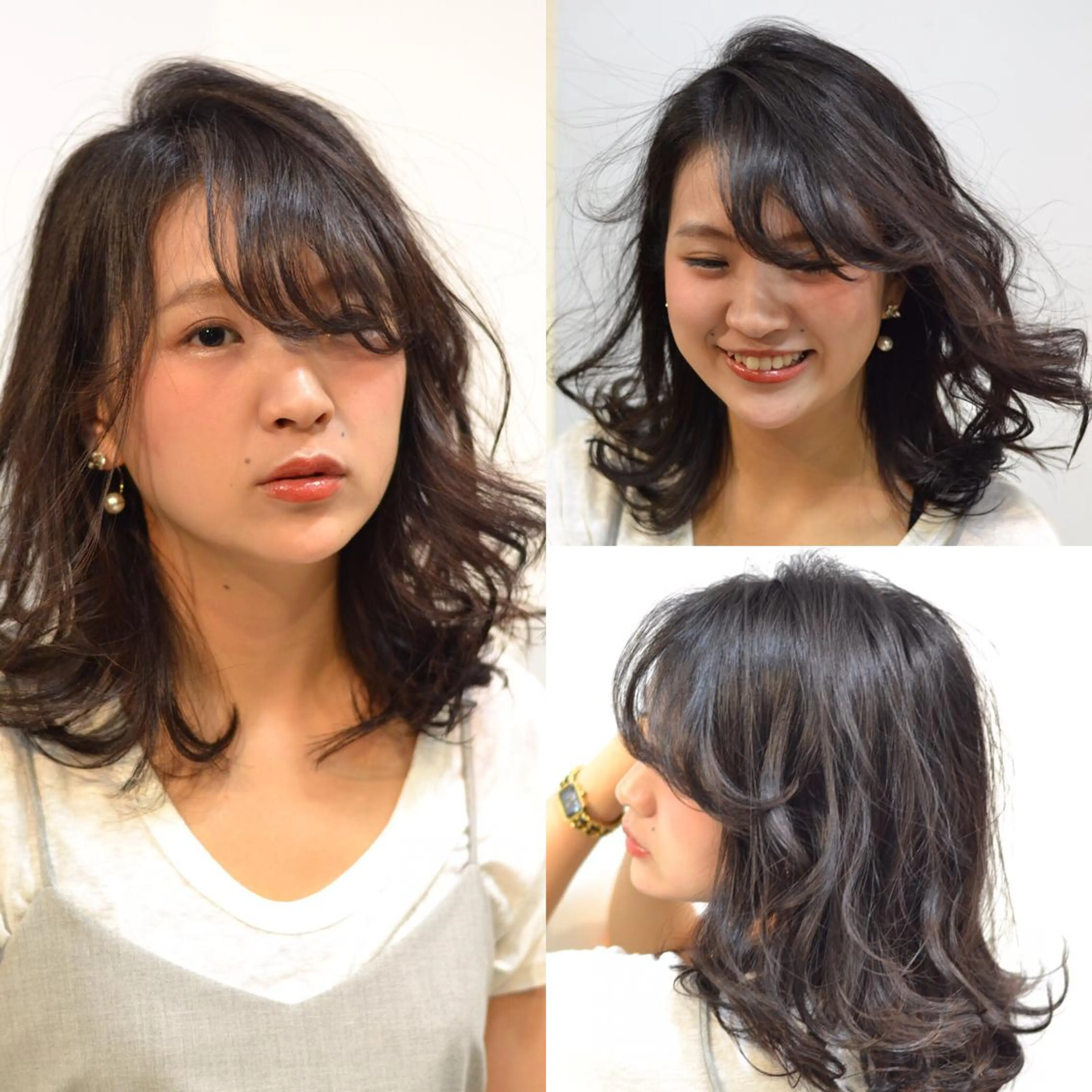 ミディアム セミロング パーマ 大木 拓瑞のヘアスタイル