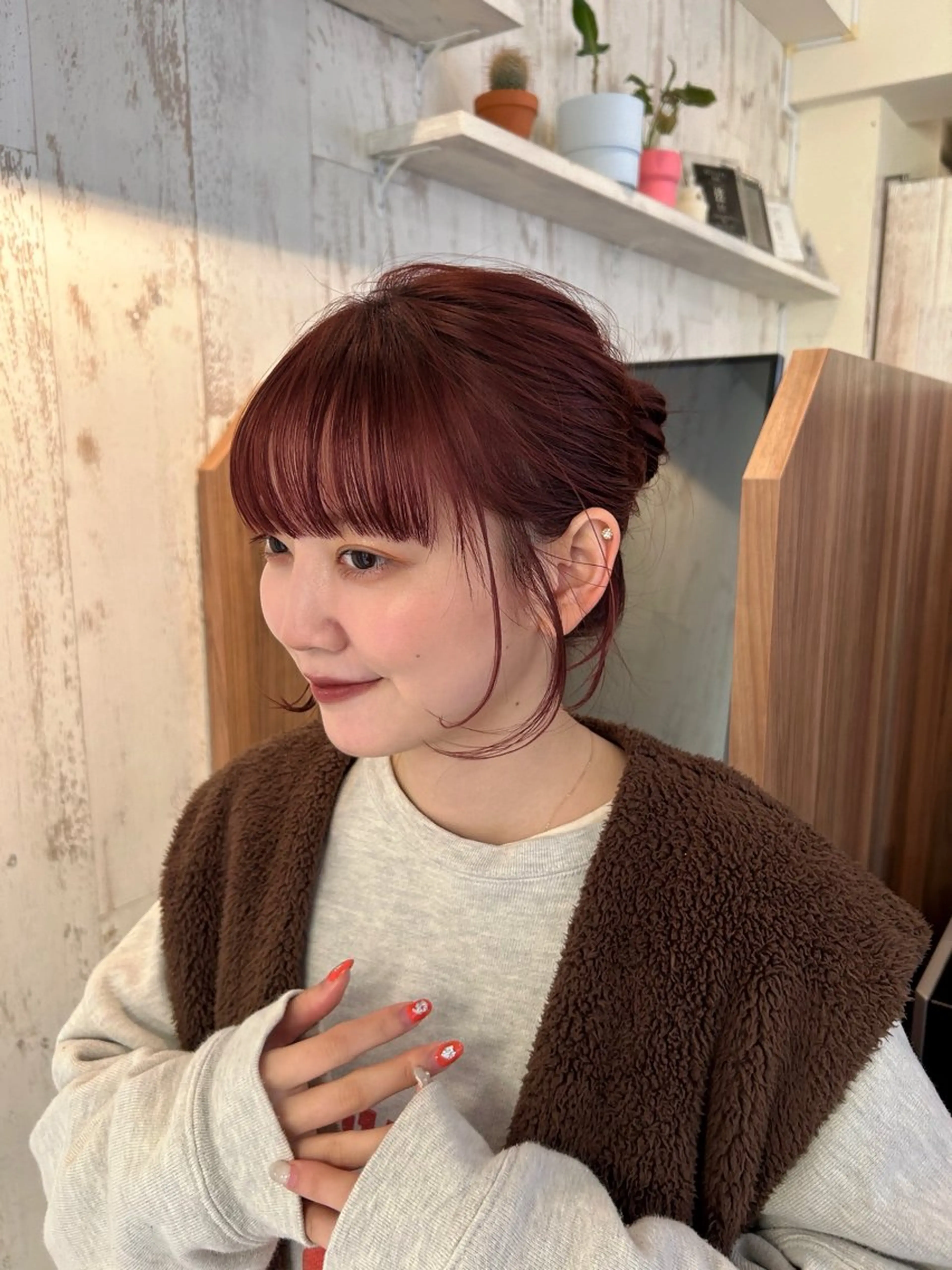 ミディアム ピンクブラウン ヘアカラー トリートメント ヘアセット 🌸透明感/レイヤー / 栗林 彩🌸のヘアスタイル