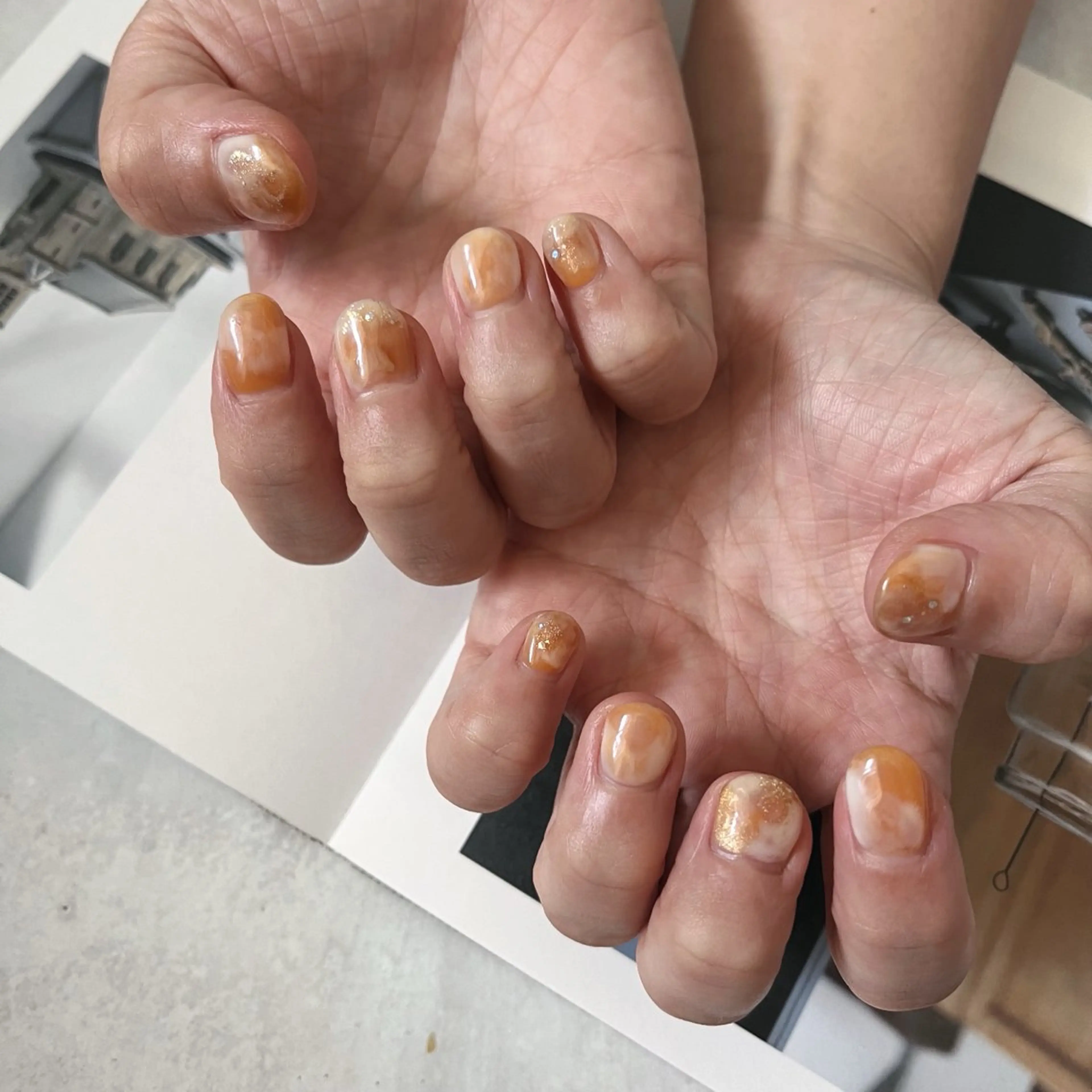 ネイル ニュアンスネイル オレンジ K Aのネイルデザイン