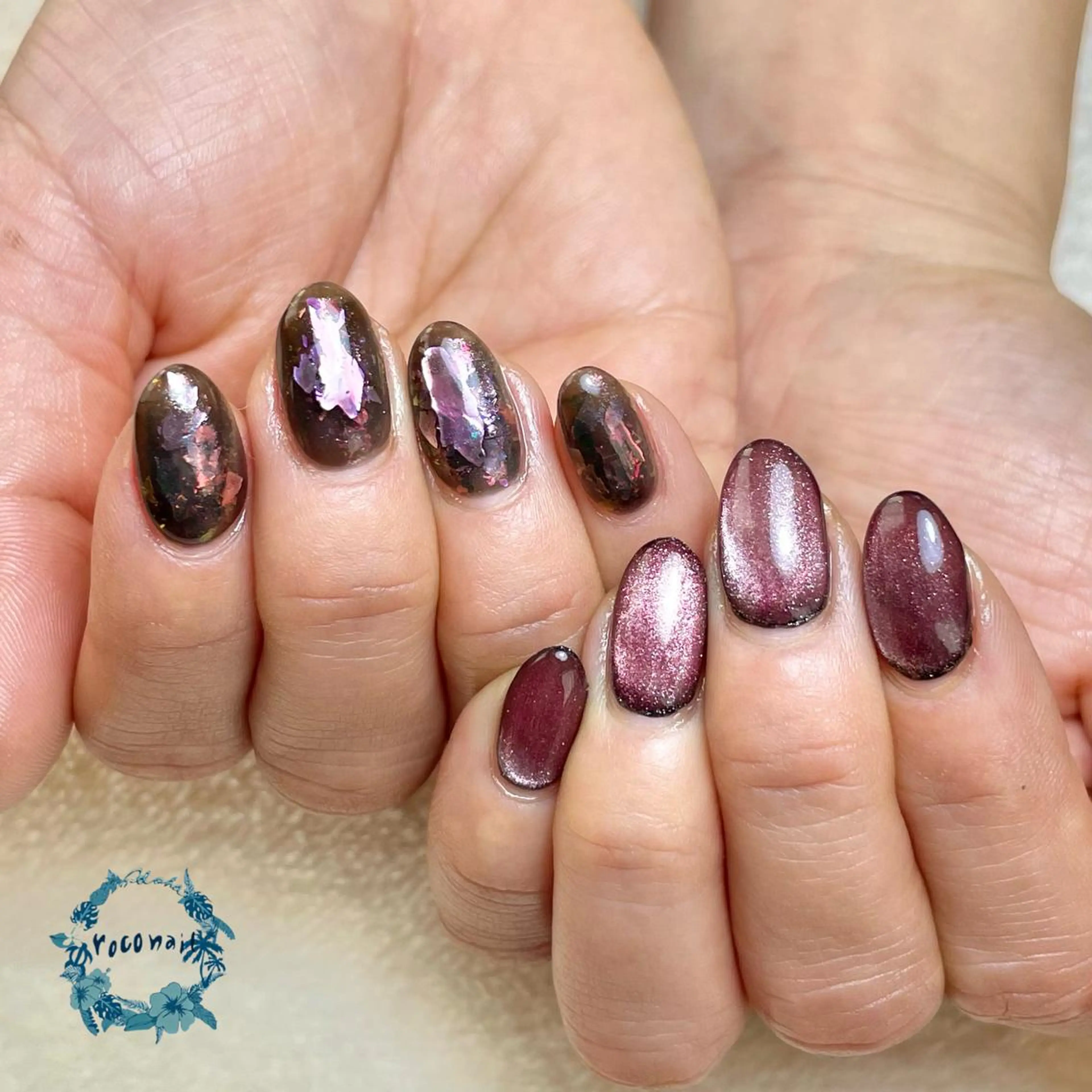 ネイル マグネットネイル ニュアンスネイル ハンドネイル roconail ヒロコのネイルデザイン