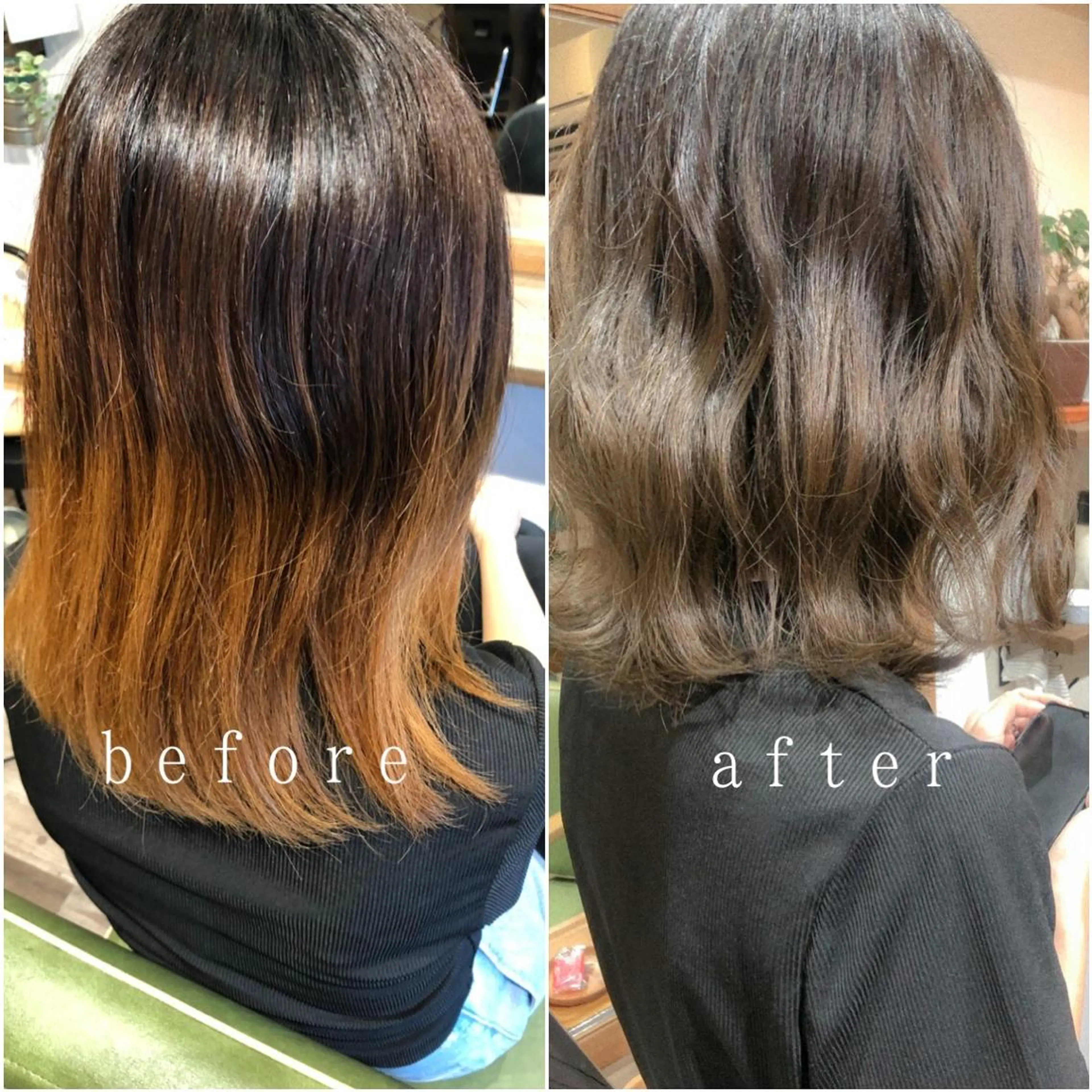 ミディアム カラー ブリーチ 透明感カラー グラデーションカラー グレージュ カラーパティシエ facce🌼ikoのヘアスタイル