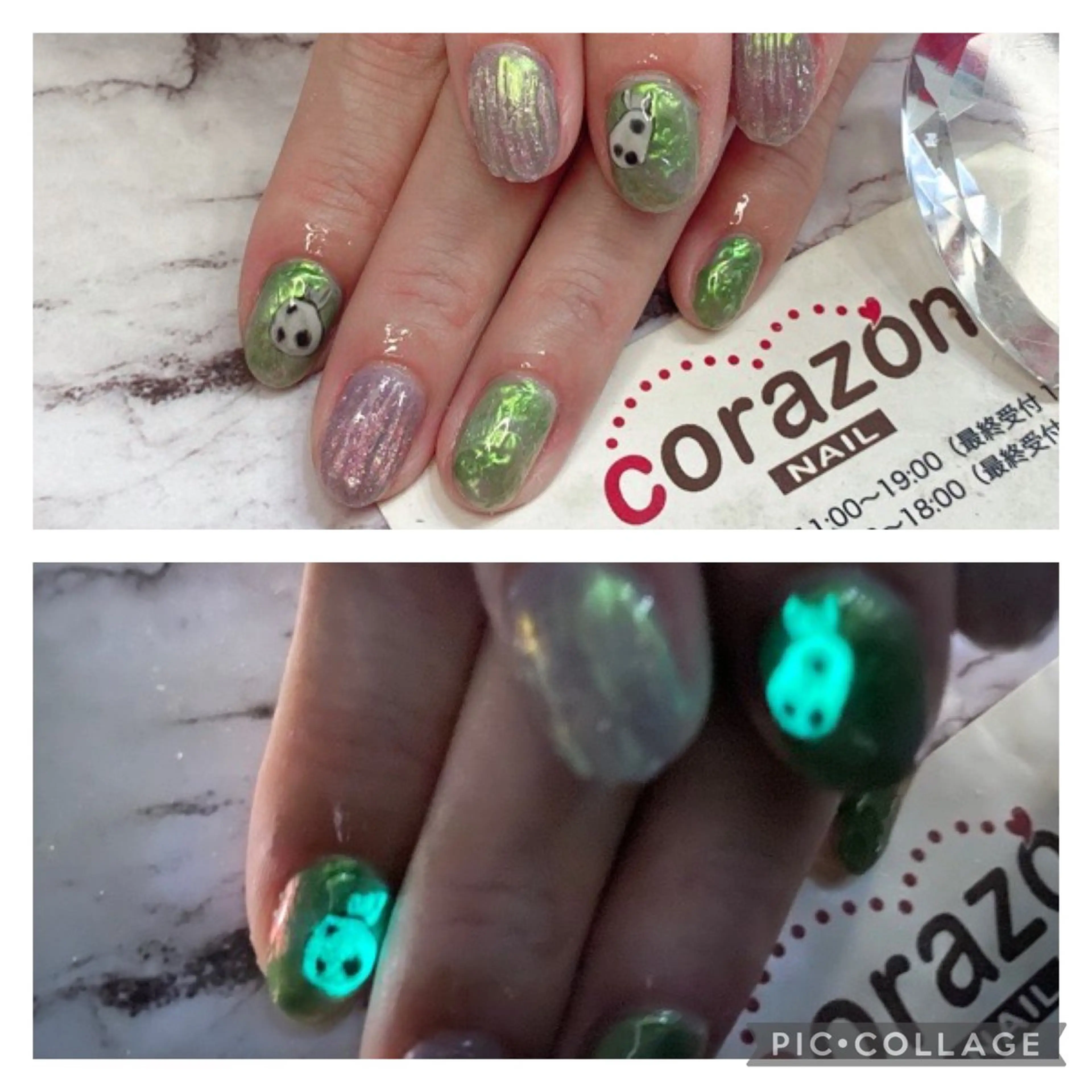 ネイル グリーン パープル corazon所属・ネイリスト aicoのネイルデザイン