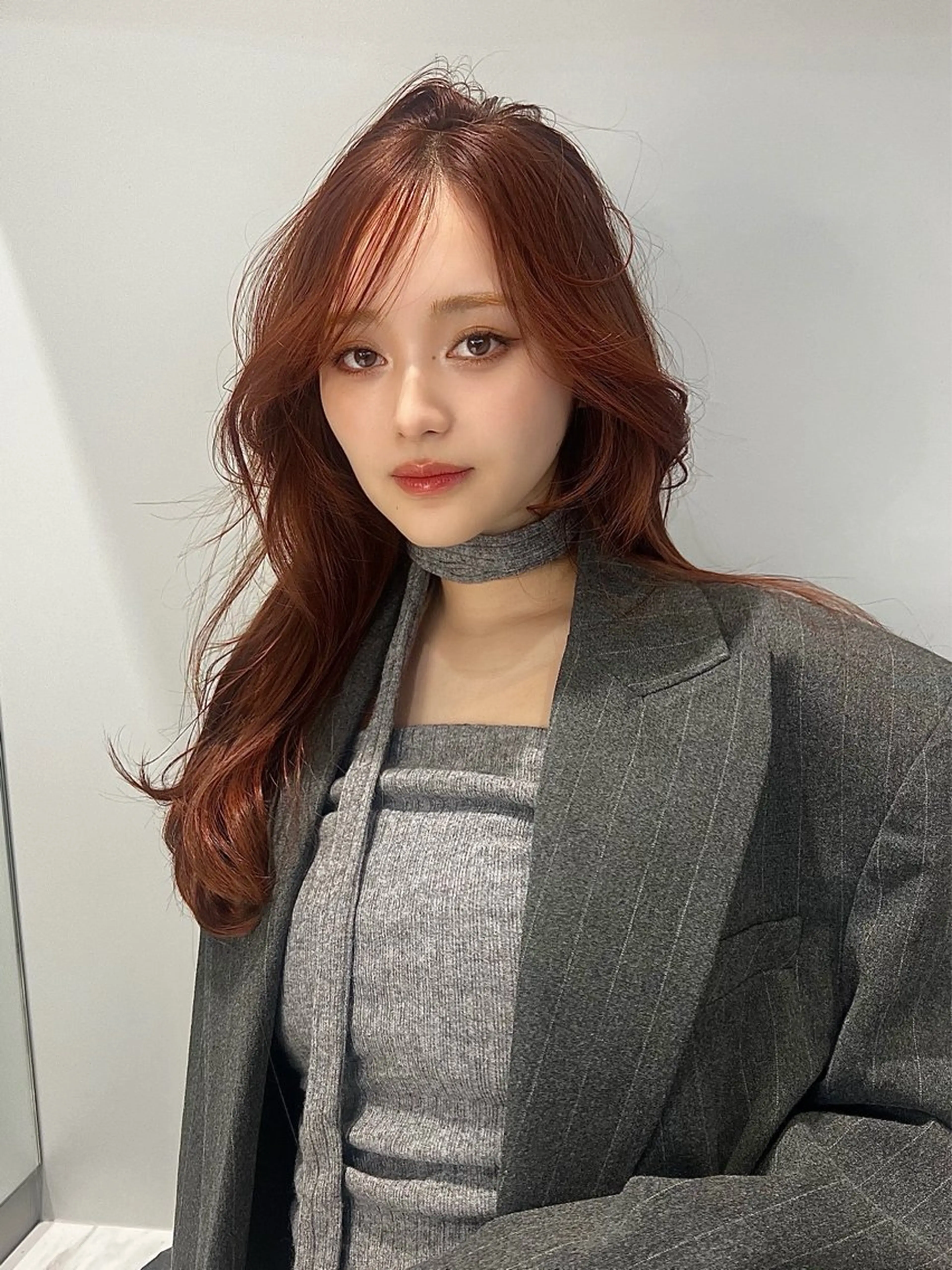 ロング カラー ワンホンヘア カット ヘアカラー トリートメント ヘッドスパ ヘアセット 柔らかブラウン/顔周 りレイヤー♡ユウシのヘアスタイル