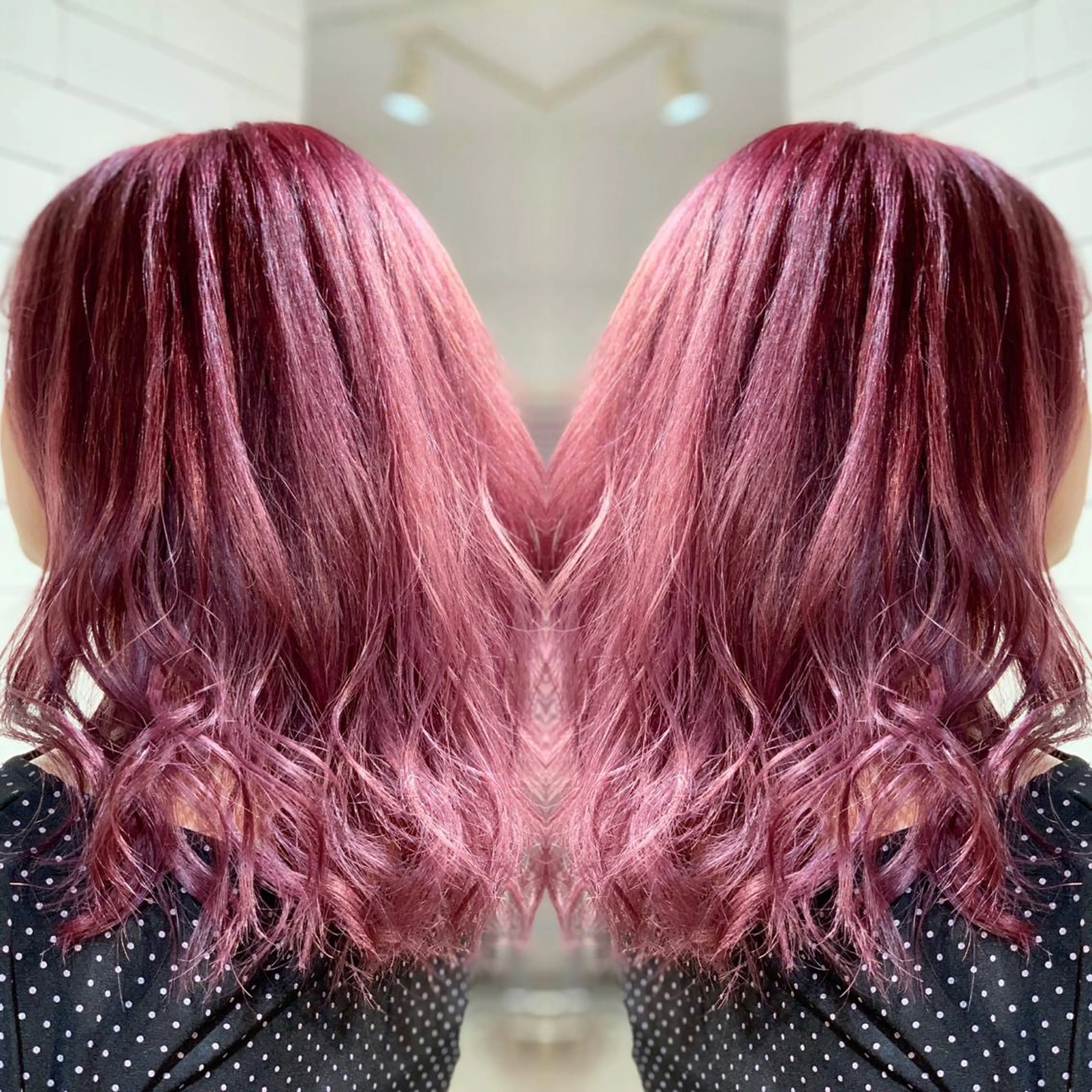 セミロング カラー ヘアアレンジ カット 縮毛矯正 トリートメント 髪質改善×ハイトーン 中田啄也のヘアスタイル