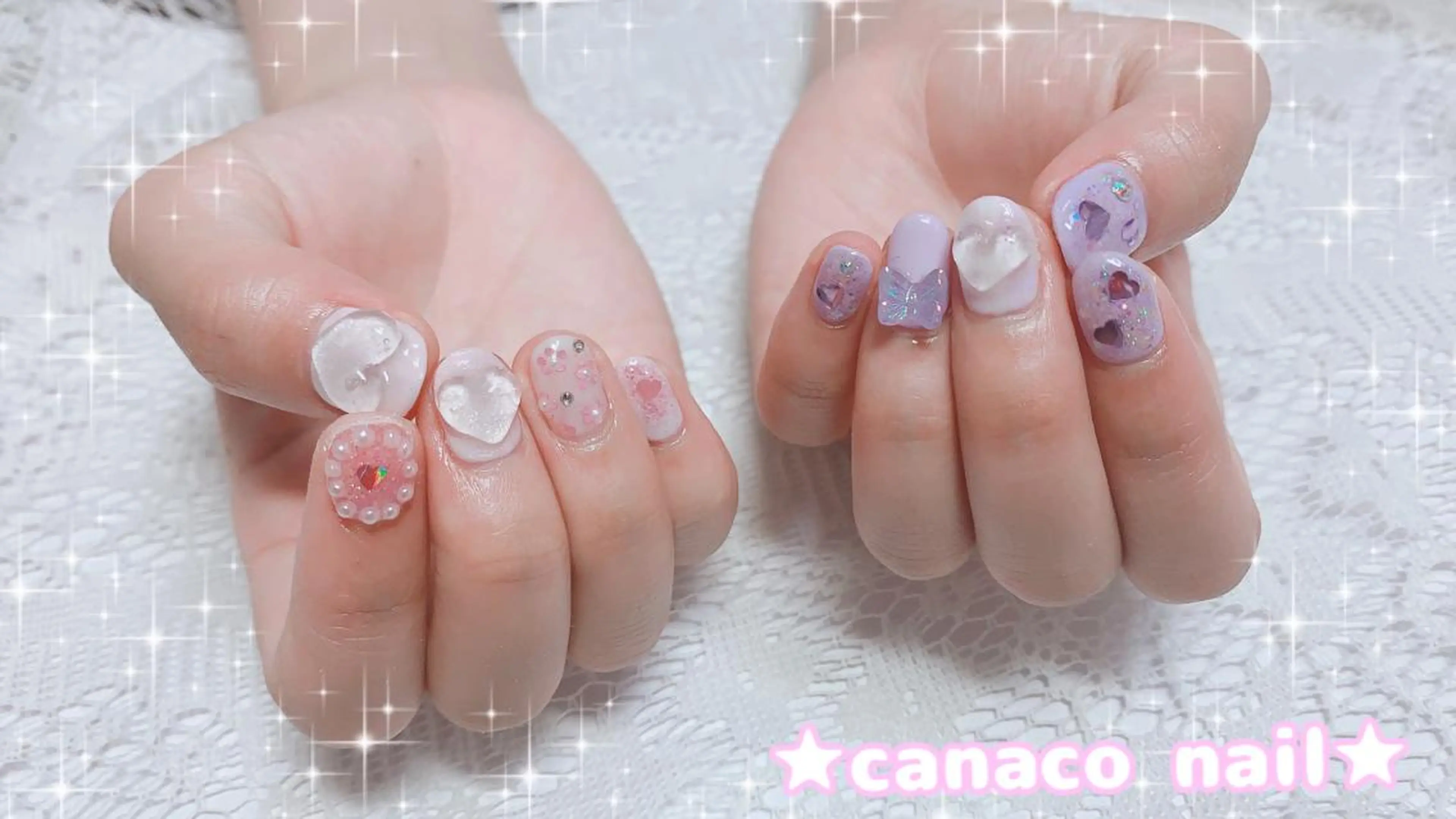 ネイル アートネイル ジェルネイル ガーリー ハート パラジェル Felice所属・ベテランネイル cnc  nailのネイルデザイン