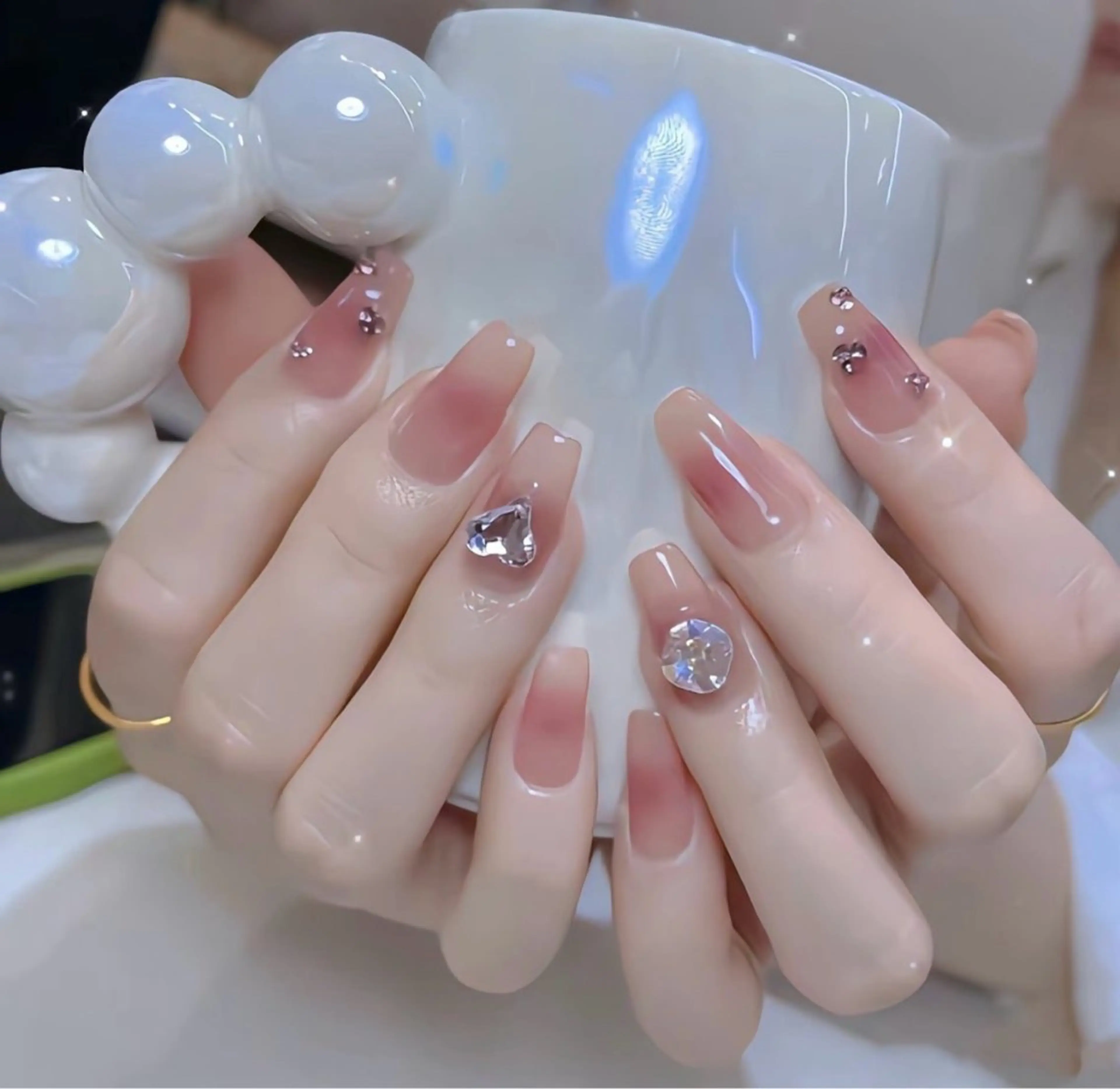 ネイル チークネイル 長さ出し フレンチネイル ガーリー 韓国ネイル sun nail池袋 モデル募集のネイルデザイン