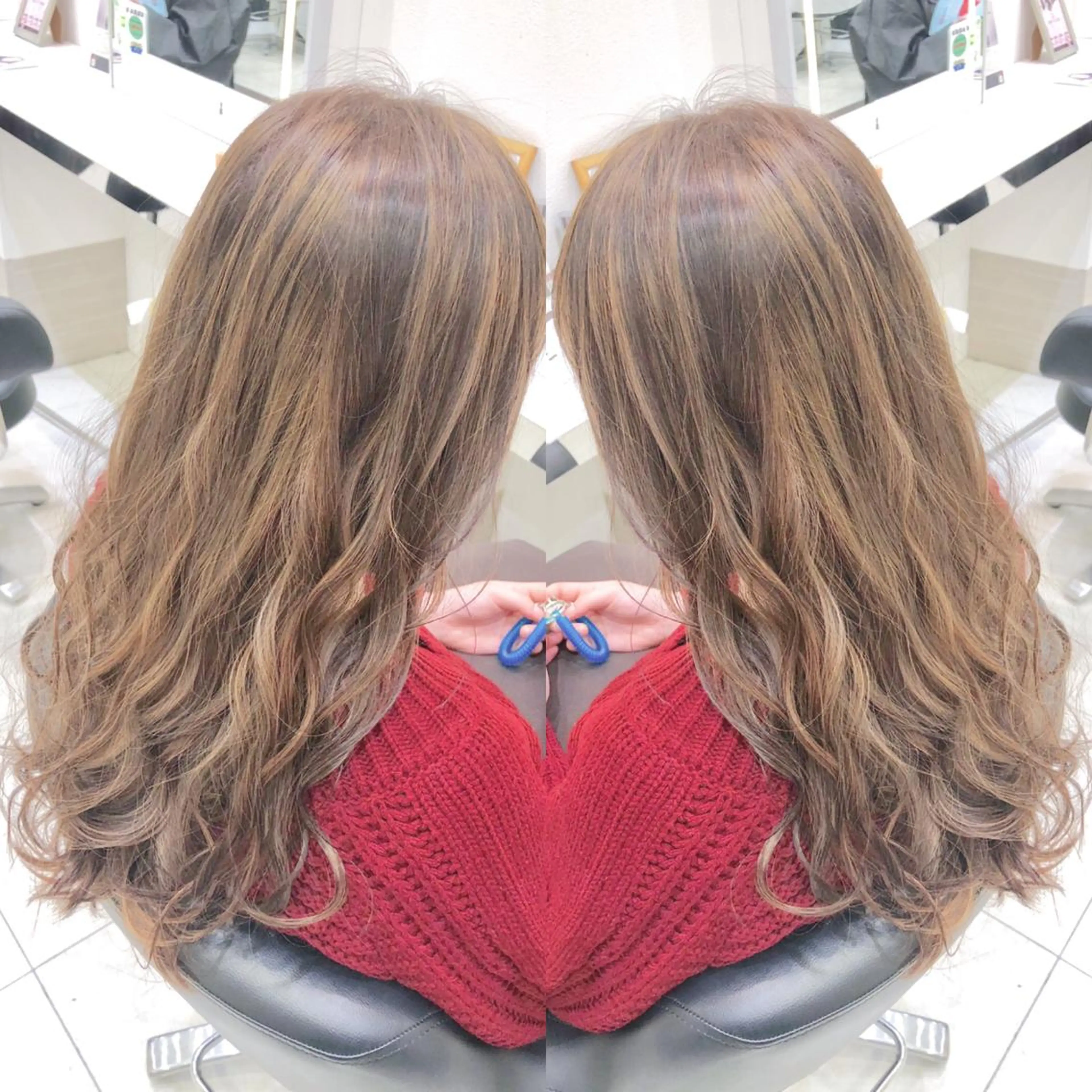 ロング ハイライト 岸 保奈美のヘアスタイル