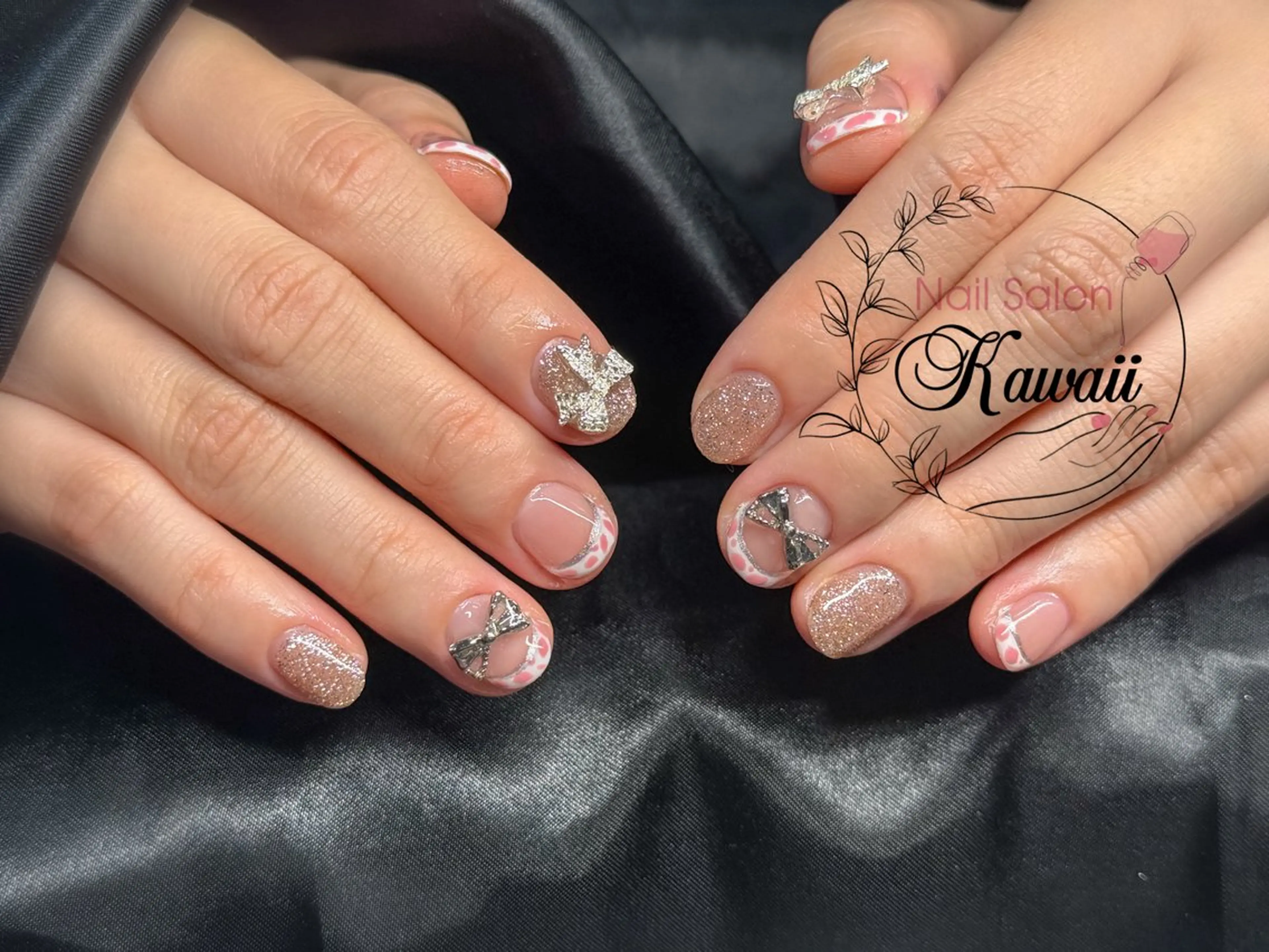 ネイル アートネイル 長さ出し フレンチネイル ジェルネイル マグネットネイル Kawaii Nail Salon所属・YURI NAIL NARITAのネイルデザイン