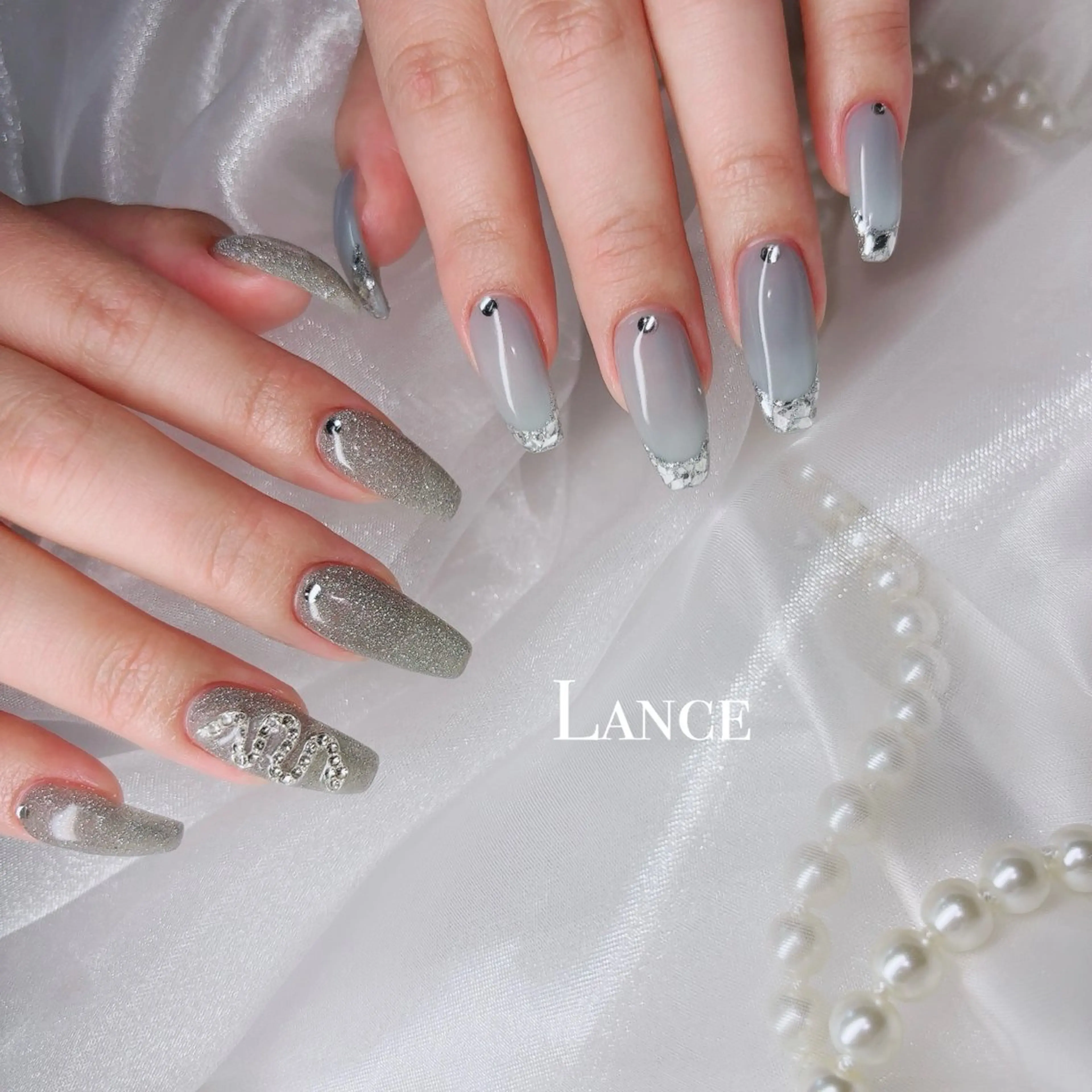 ネイル キラキラネイル 韓国ネイル マグネットネイル 春ネイル ワンホンネイル ハンドネイル Lance nailのネイルデザイン