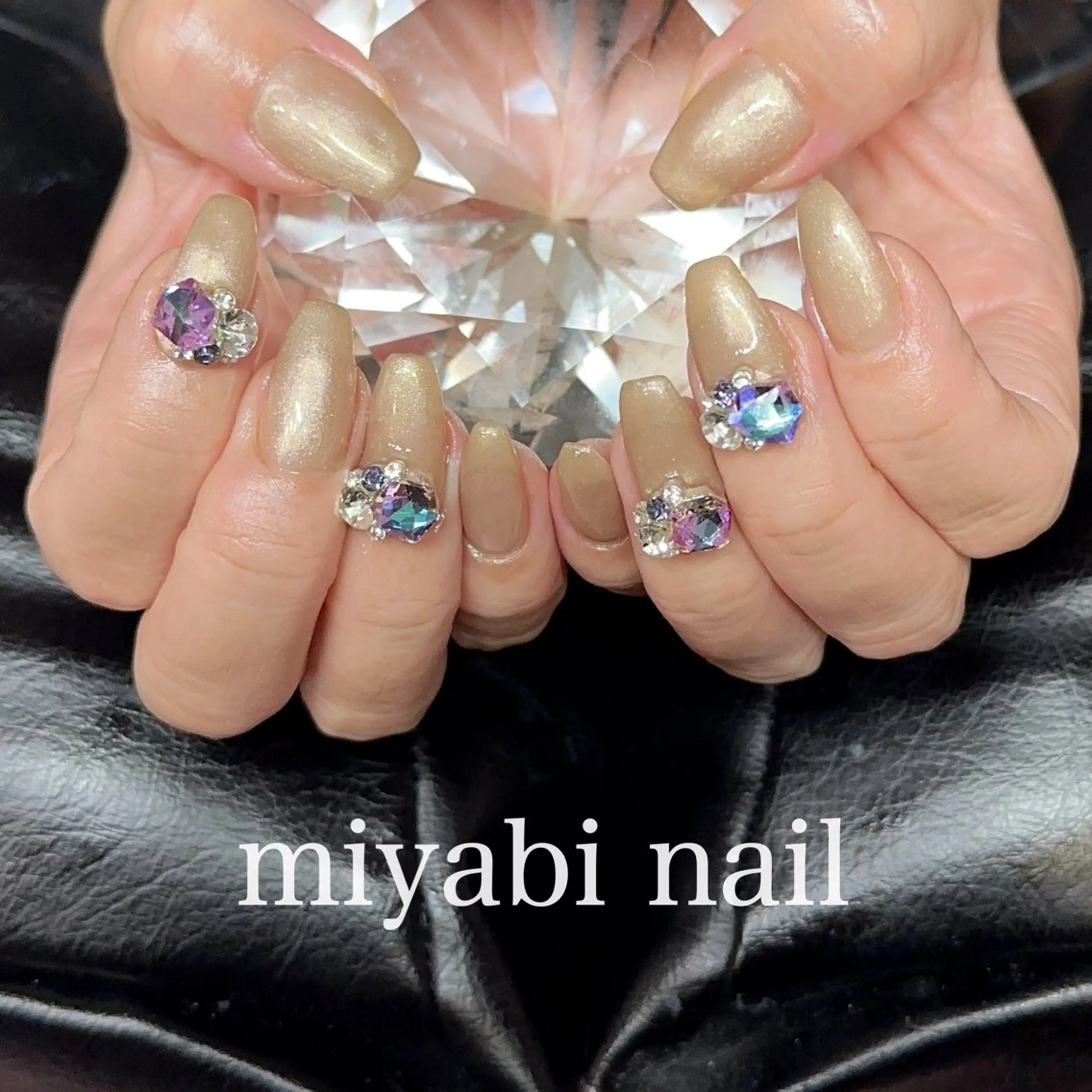ネイル オーロラネイル ジェルネイル キラキラネイル ラメ(グリッター) 持ち込み ハンドネイル miyabi nail 桂川駅近くのネイルデザイン