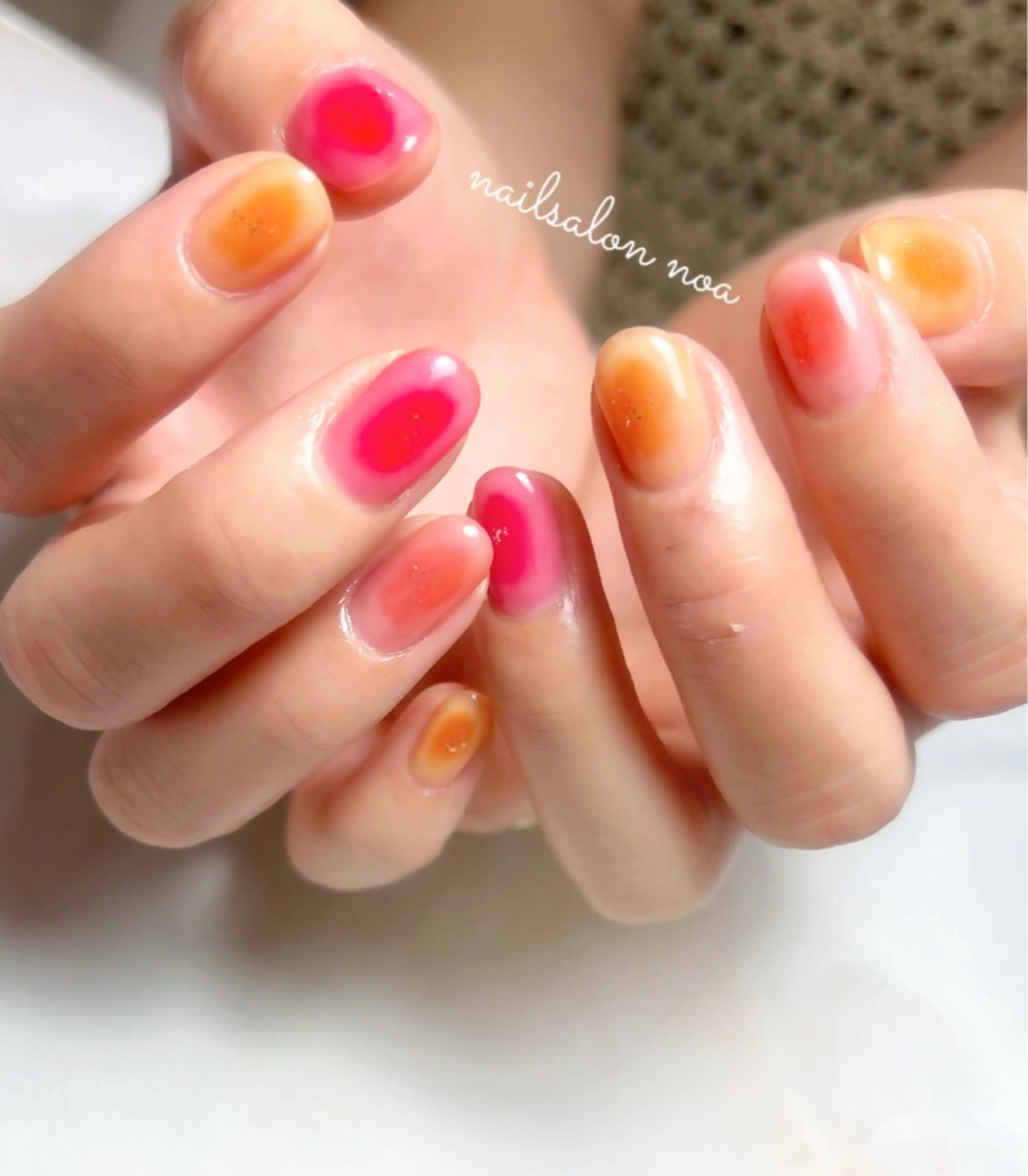 ネイル チークネイル ジェルネイル ニュアンスネイル パラジェル 夏ネイル ハンドネイル nailsalon noa所属・nailist sakiのネイルデザイン
