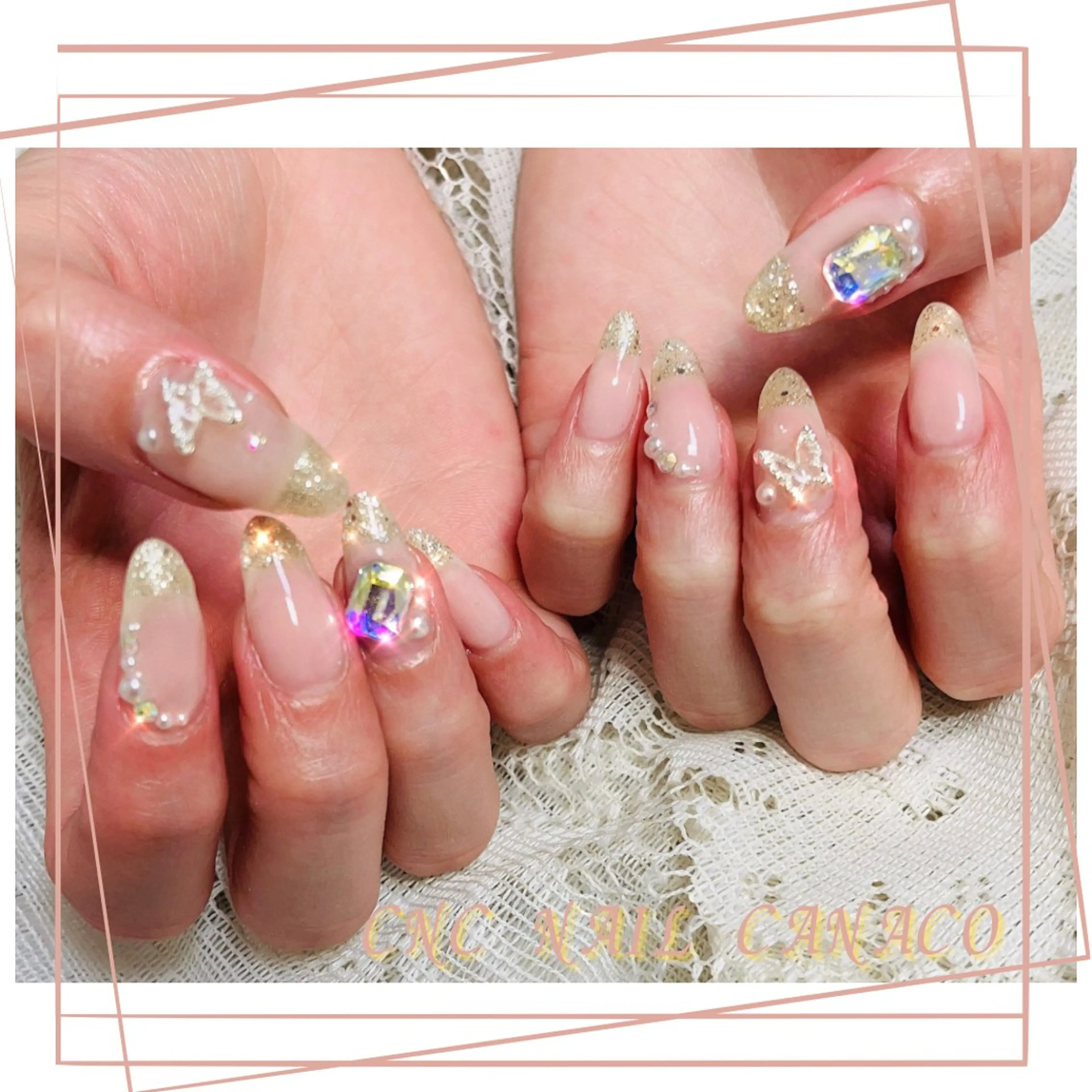 ネイル アートネイル 持ち込み オフィスネイル ストーンネイル ハンドネイル ハンドケア Felice所属・ベテランネイル cnc  nailのネイルデザイン