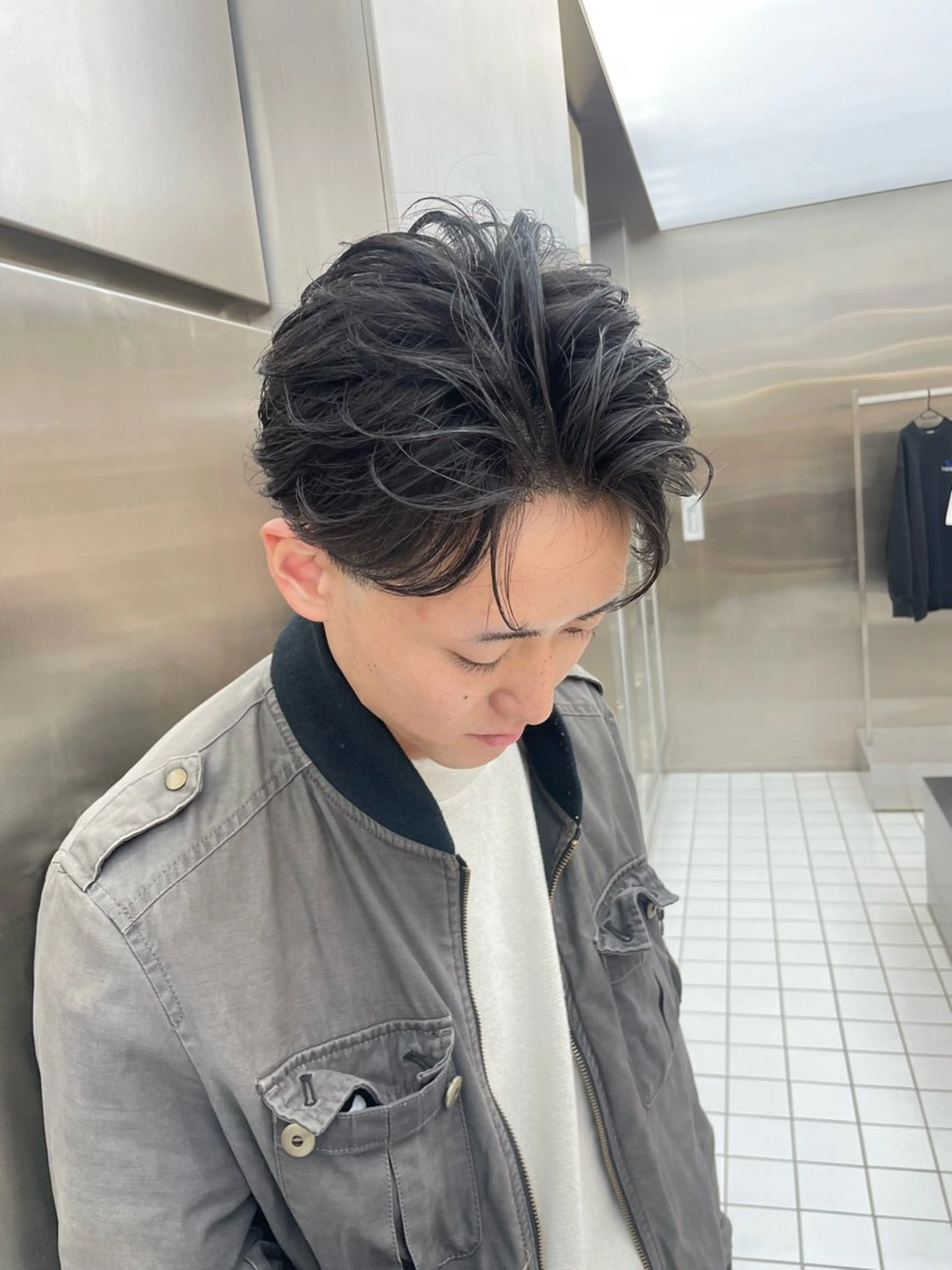 ショート メンズ フェザーパーマ メンズパーマ カット パーマ 神山 哲のヘアスタイル